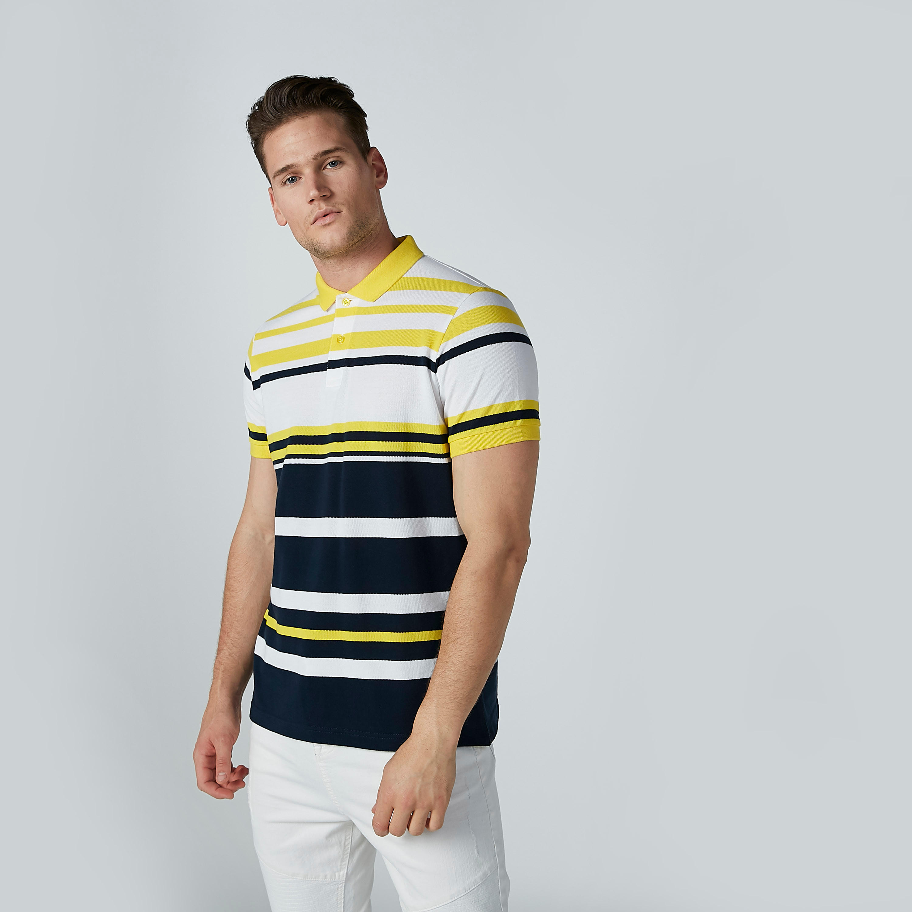 تيشيرت مقلّم بياقة بولو وأكمام قصيرة-men-clothing-tshirtsandpolos-polos-image-3