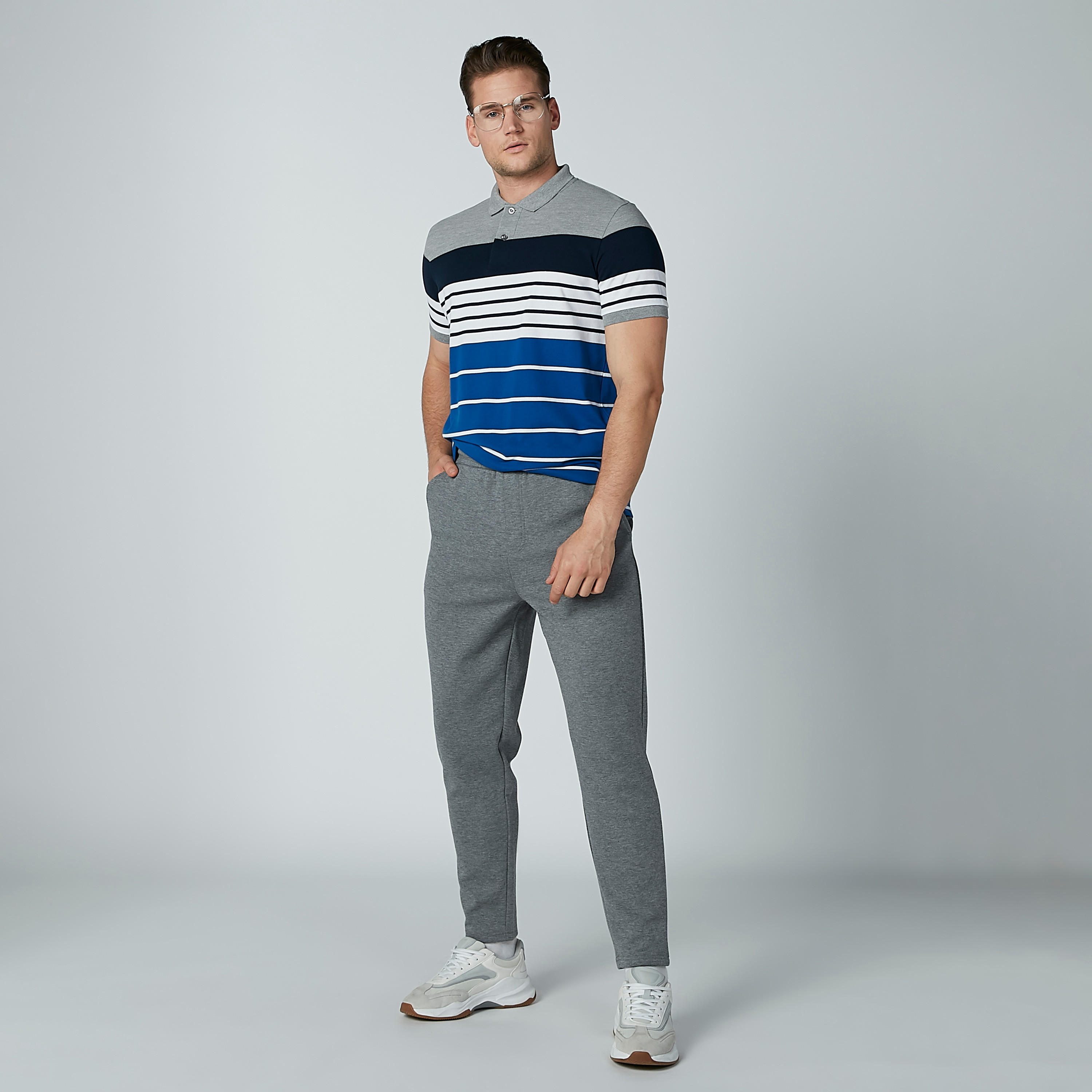 تيشيرت مقلّم بياقة بولو وأكمام قصيرة-men-clothing-tshirtsandpolos-polos-image-2