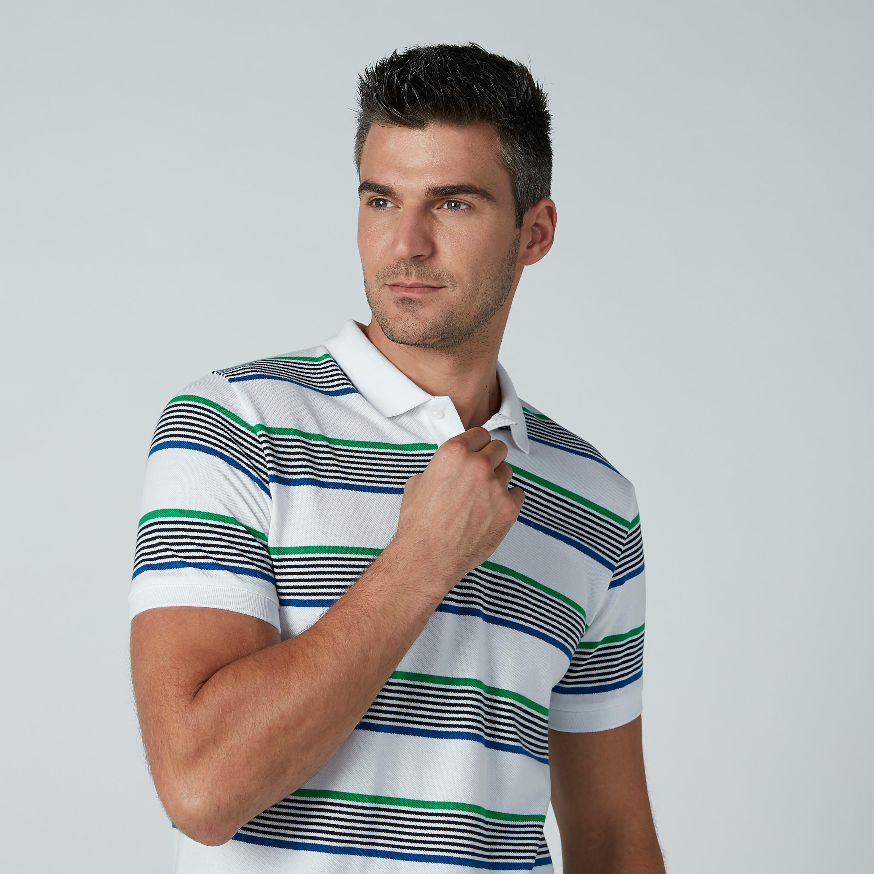 تيشيرت مقلّم بياقة بولو وأكمام قصيرة-men-clothing-tshirtsandpolos-polos-image-1