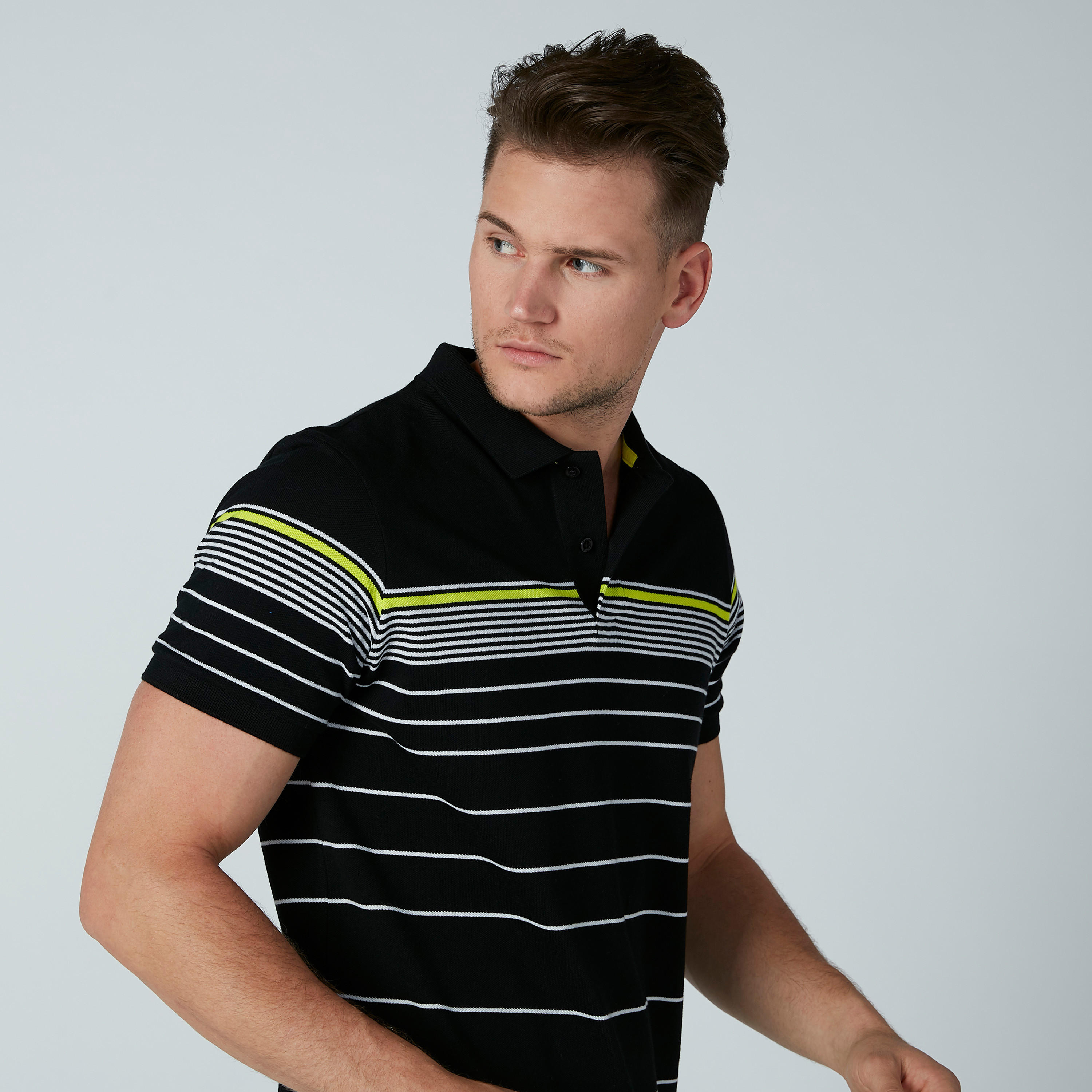 تيشيرت مقلّم بياقة بولو وأكمام قصيرة-men-clothing-tshirtsandpolos-polos-image-1