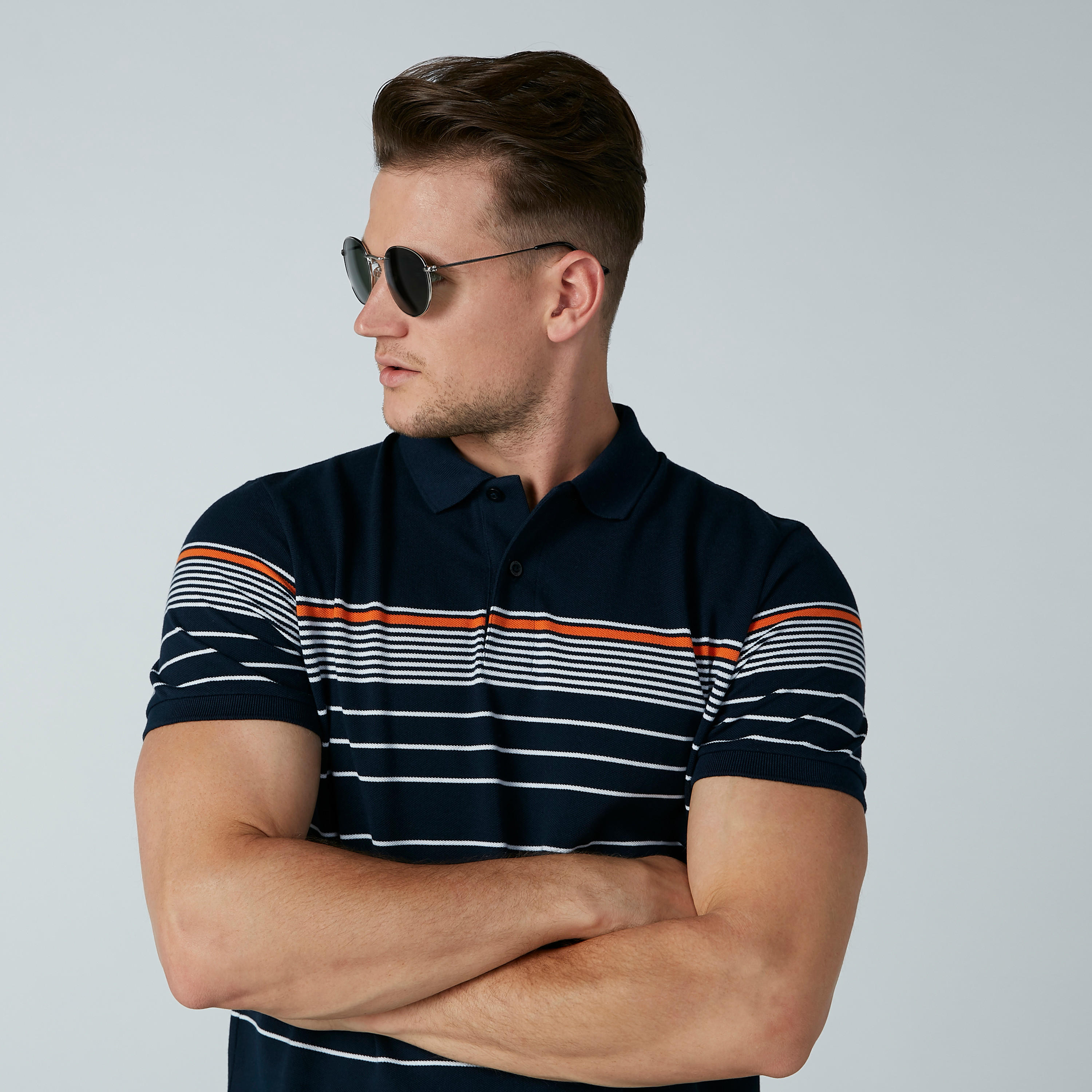 تيشيرت مقلّم بياقة بولو وأكمام قصيرة-men-clothing-tshirtsandpolos-polos-image-1