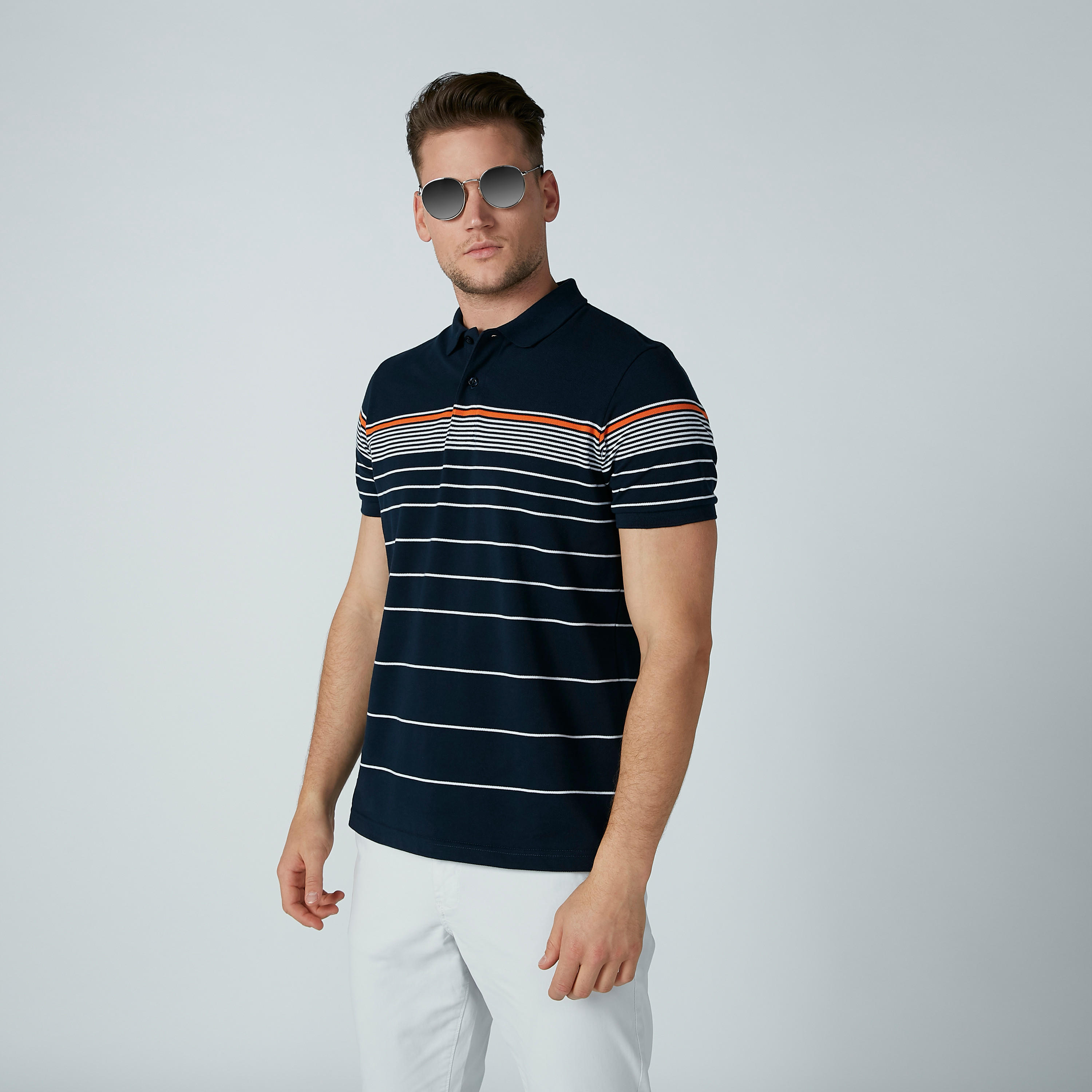 تيشيرت مقلّم بياقة بولو وأكمام قصيرة-men-clothing-tshirtsandpolos-polos-image-3