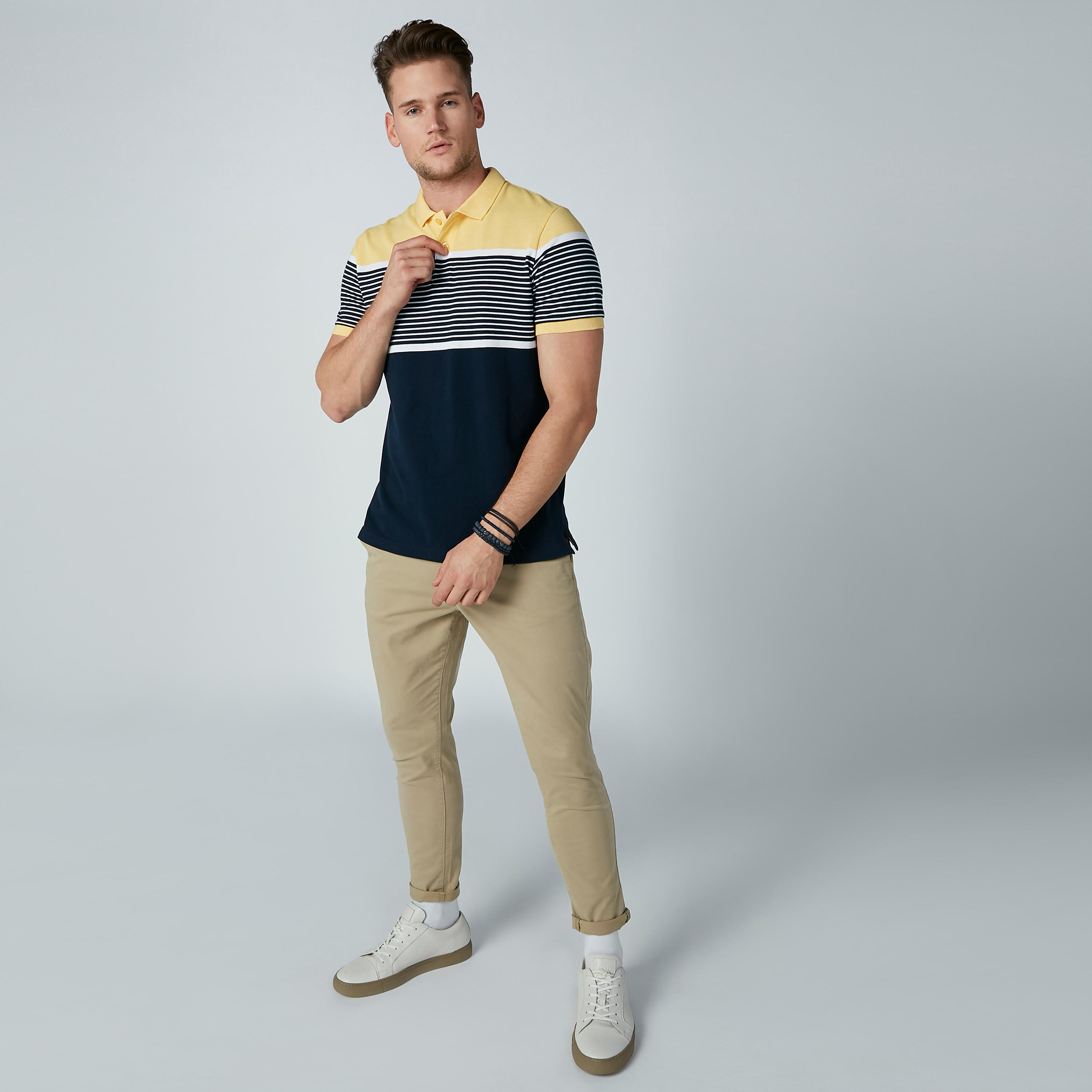 تيشيرت مقلّم بياقة بولو وأكمام قصيرة-men-clothing-tshirtsandpolos-polos-image-1
