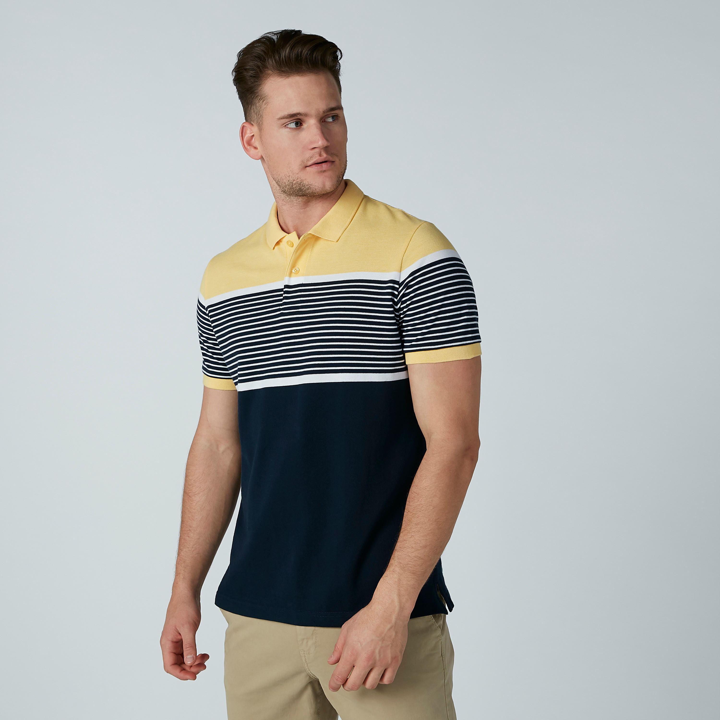 تيشيرت مقلّم بياقة بولو وأكمام قصيرة-men-clothing-tshirtsandpolos-polos-image-2