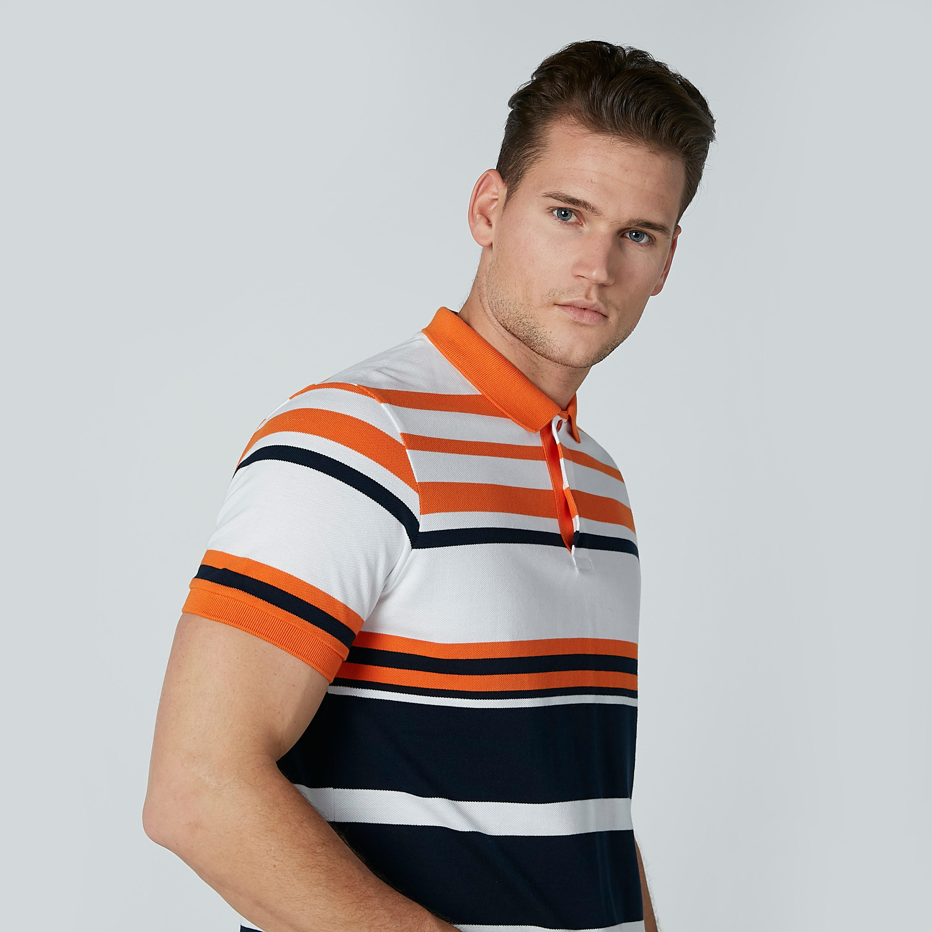 Striped T-shirt with Polo Neck and Short Sleeves-men-clothing-tshirtsandpolos-polos-image-2