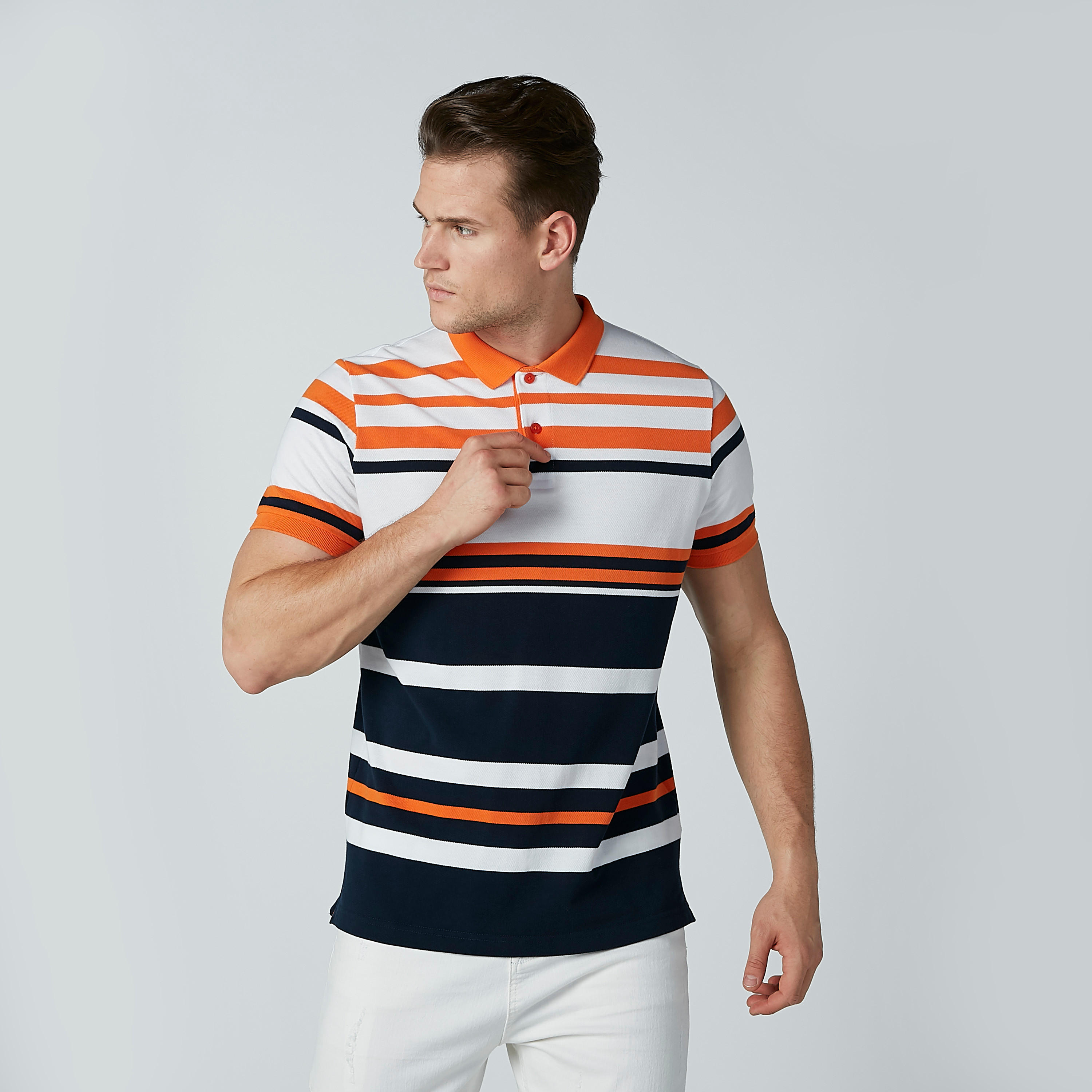 Striped T-shirt with Polo Neck and Short Sleeves-men-clothing-tshirtsandpolos-polos-image-3