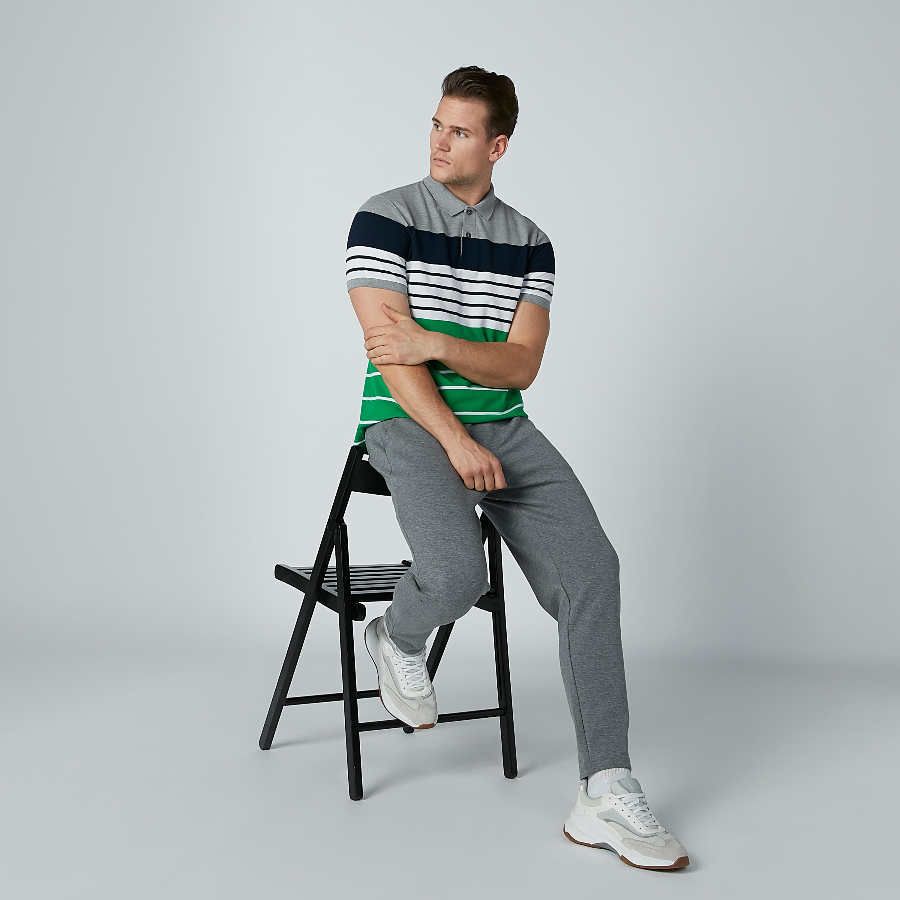 تيشيرت مقلّم بياقة بولو وأكمام قصيرة-men-clothing-tshirtsandpolos-polos-image-2