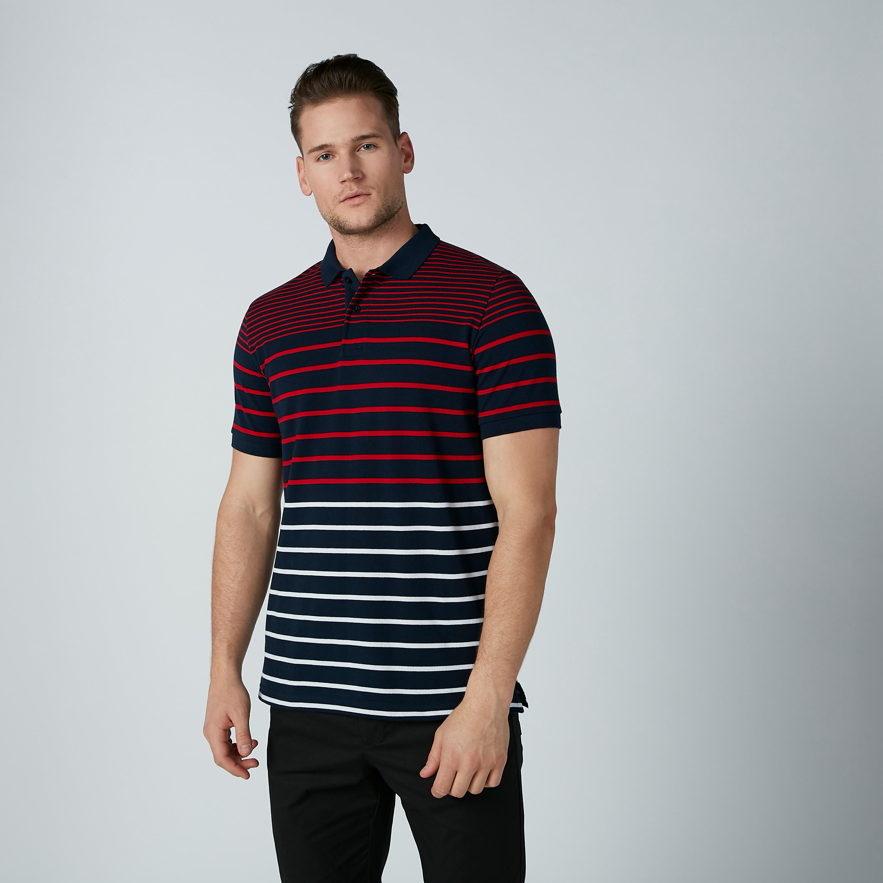 تيشيرت مقلّم بياقة بولو وأكمام قصيرة-men-clothing-tshirtsandpolos-polos-image-1