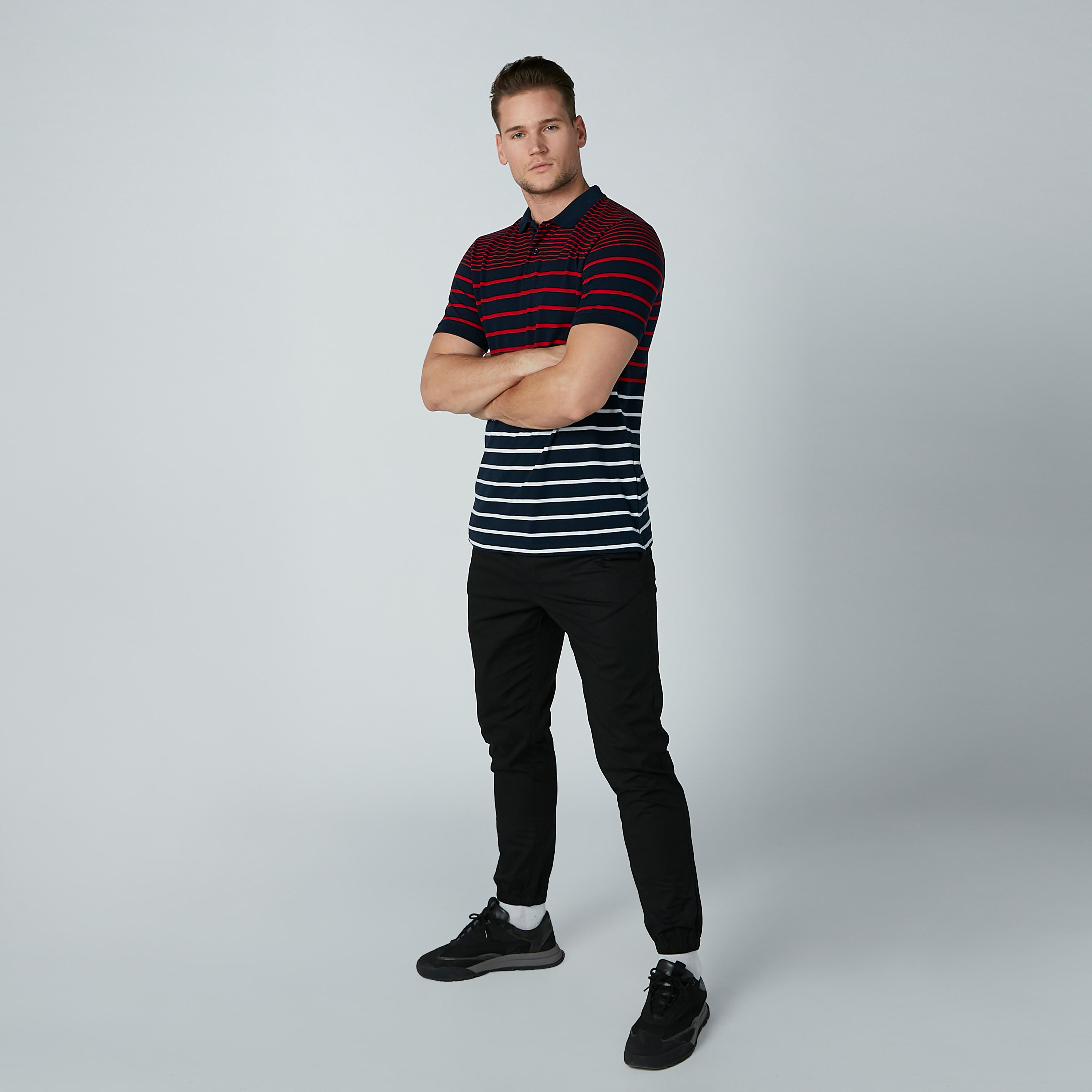 تيشيرت مقلّم بياقة بولو وأكمام قصيرة-men-clothing-tshirtsandpolos-polos-image-2