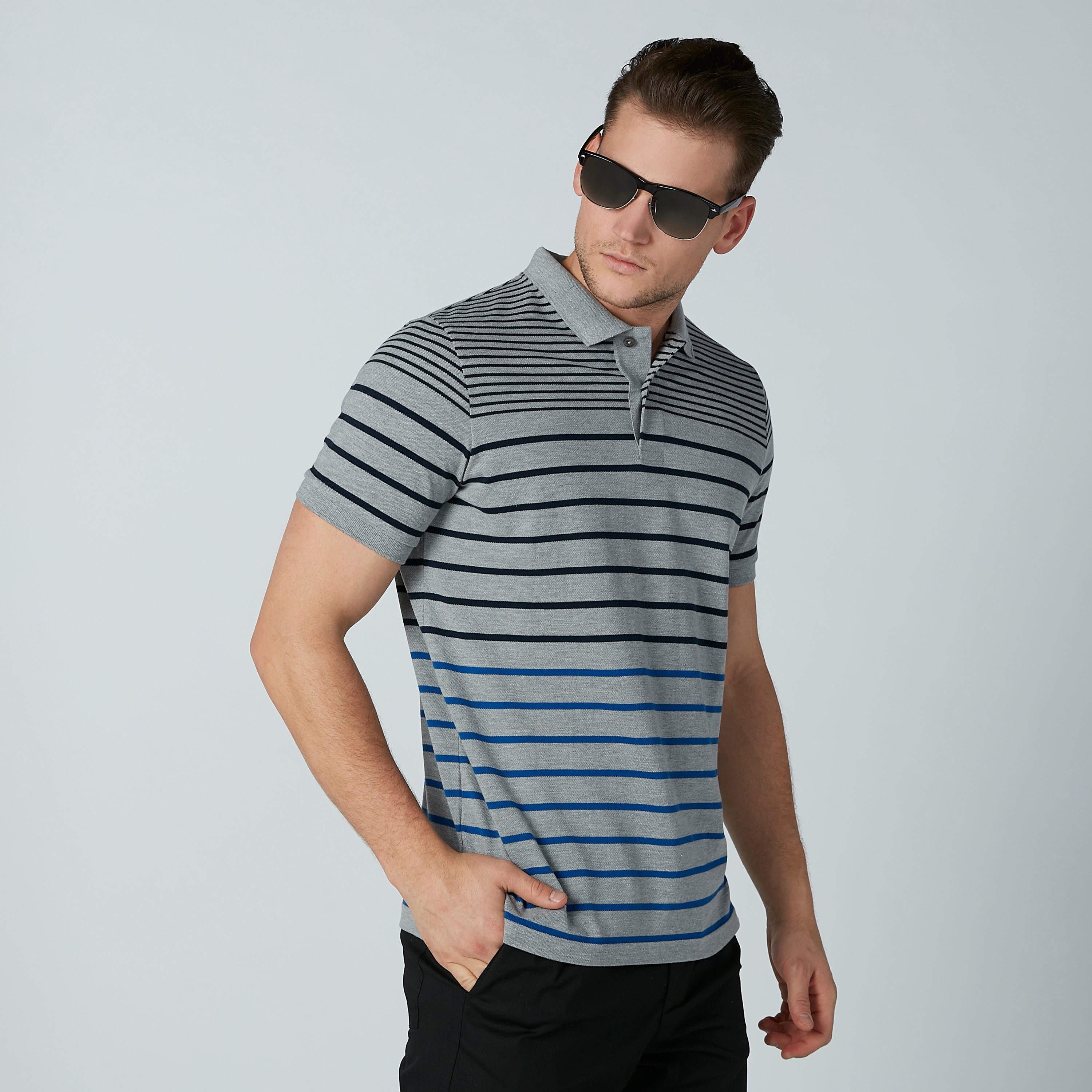 تيشيرت مقلّم بياقة بولو وأكمام قصيرة-men-clothing-tshirtsandpolos-polos-image-1