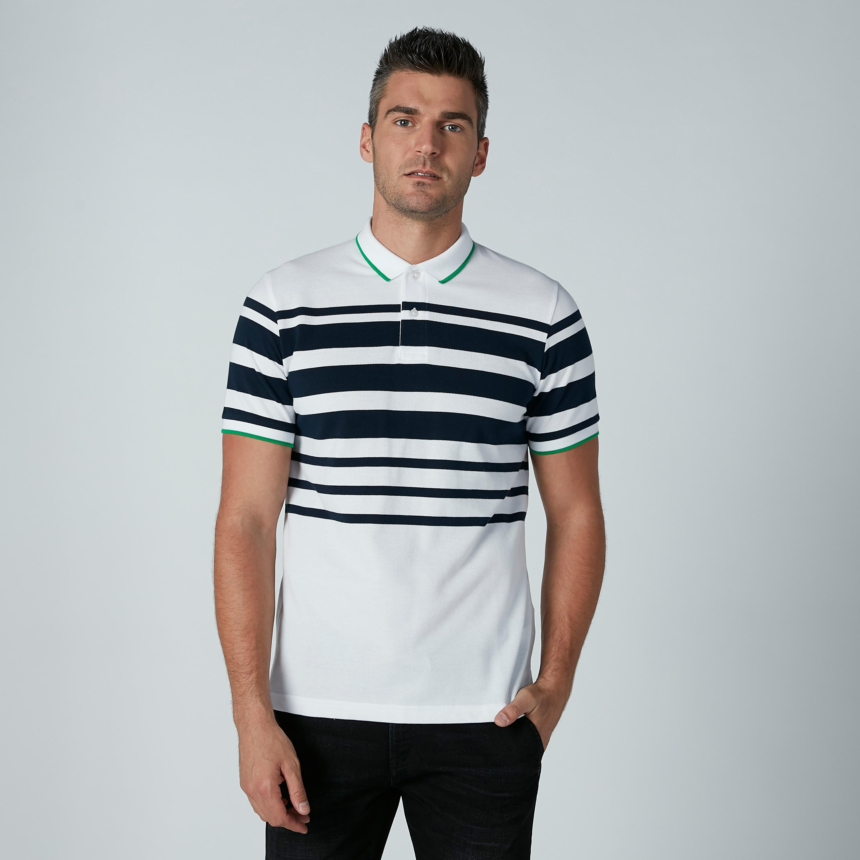 تيشيرت مقلّم بياقة بولو وأكمام قصيرة-men-clothing-tshirtsandpolos-polos-image-2