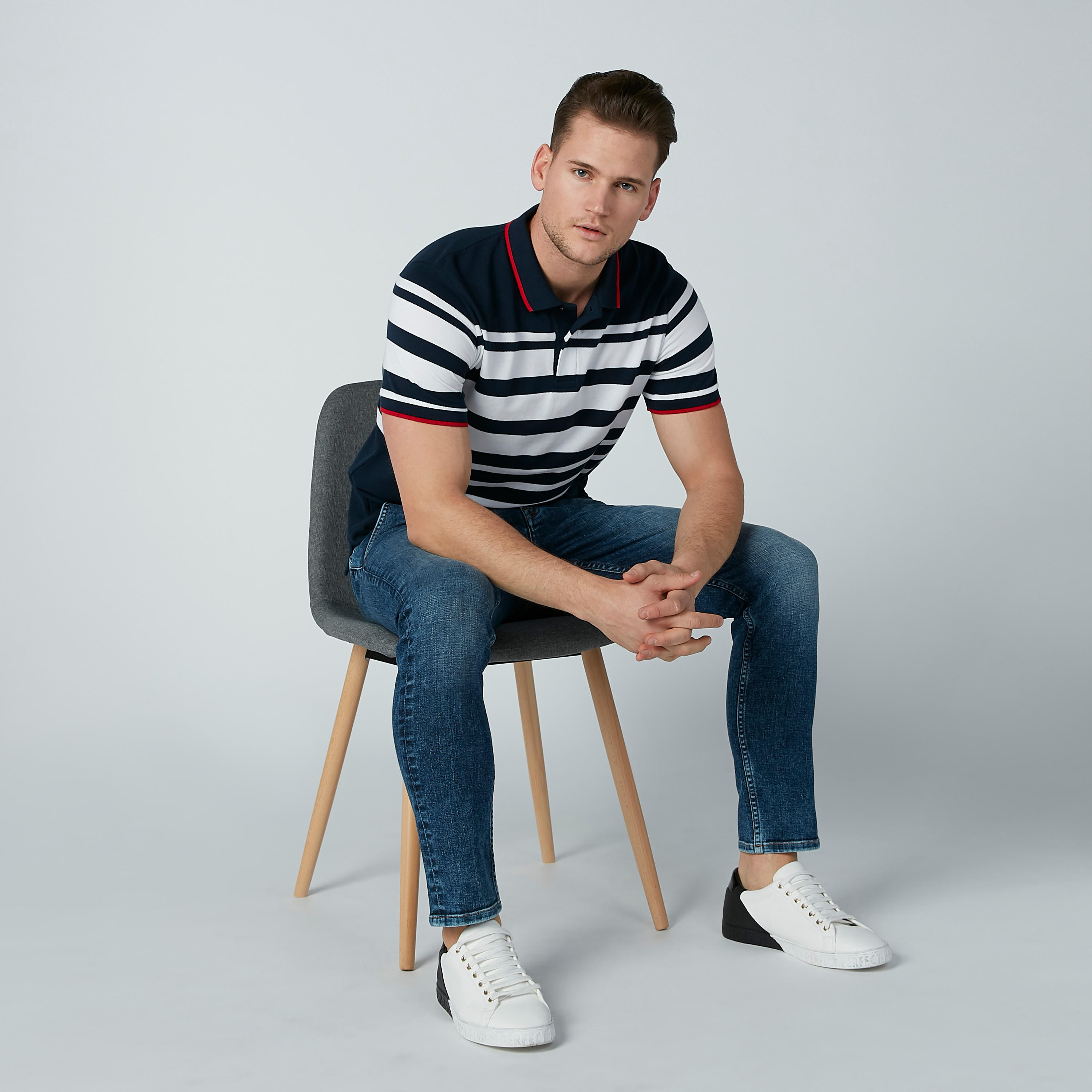 تيشيرت مقلّم بياقة بولو-men-clothing-tshirtsandpolos-polos-image-1
