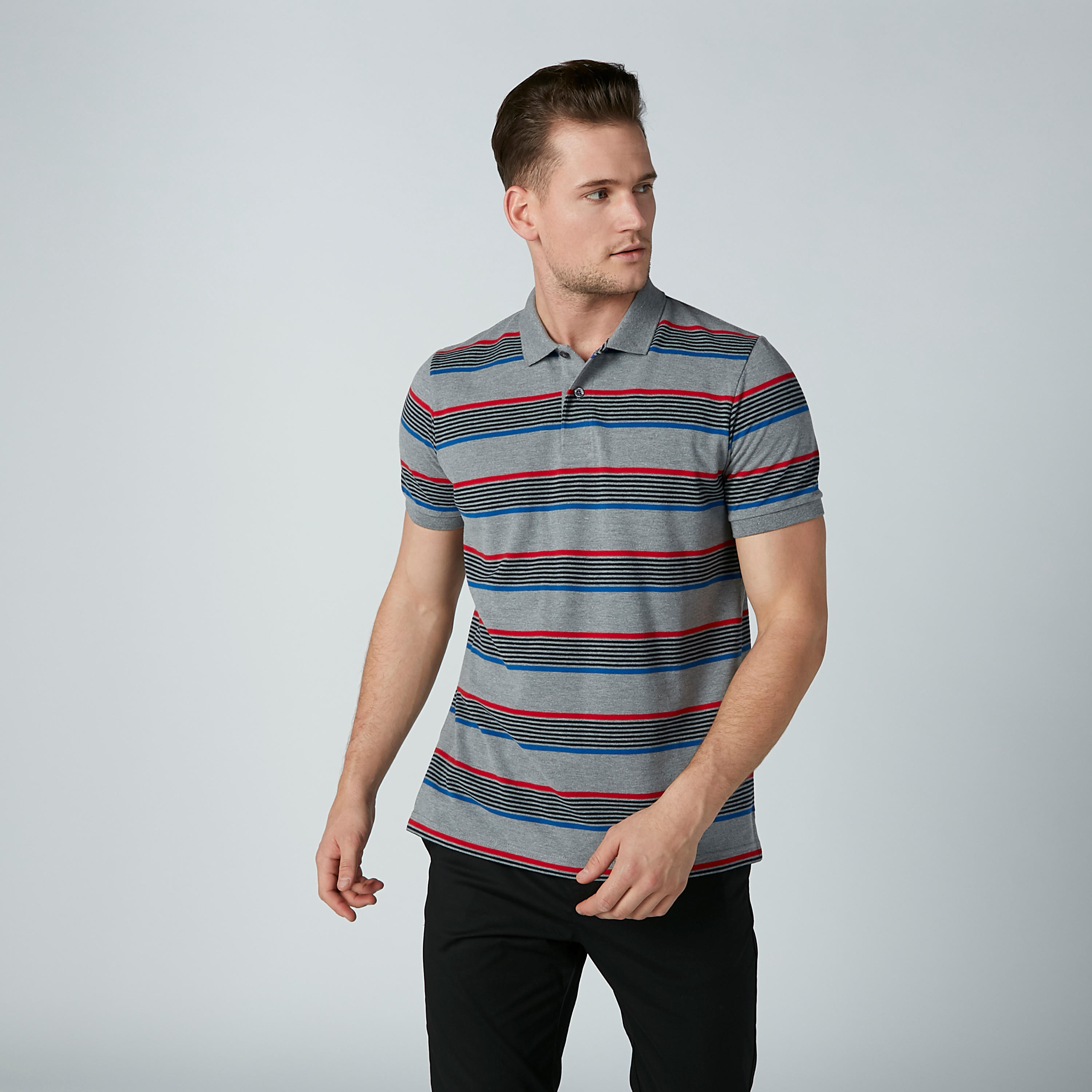 تيشيرت مقلّم بياقة بولو وأكمام قصيرة-men-clothing-tshirtsandpolos-polos-image-1