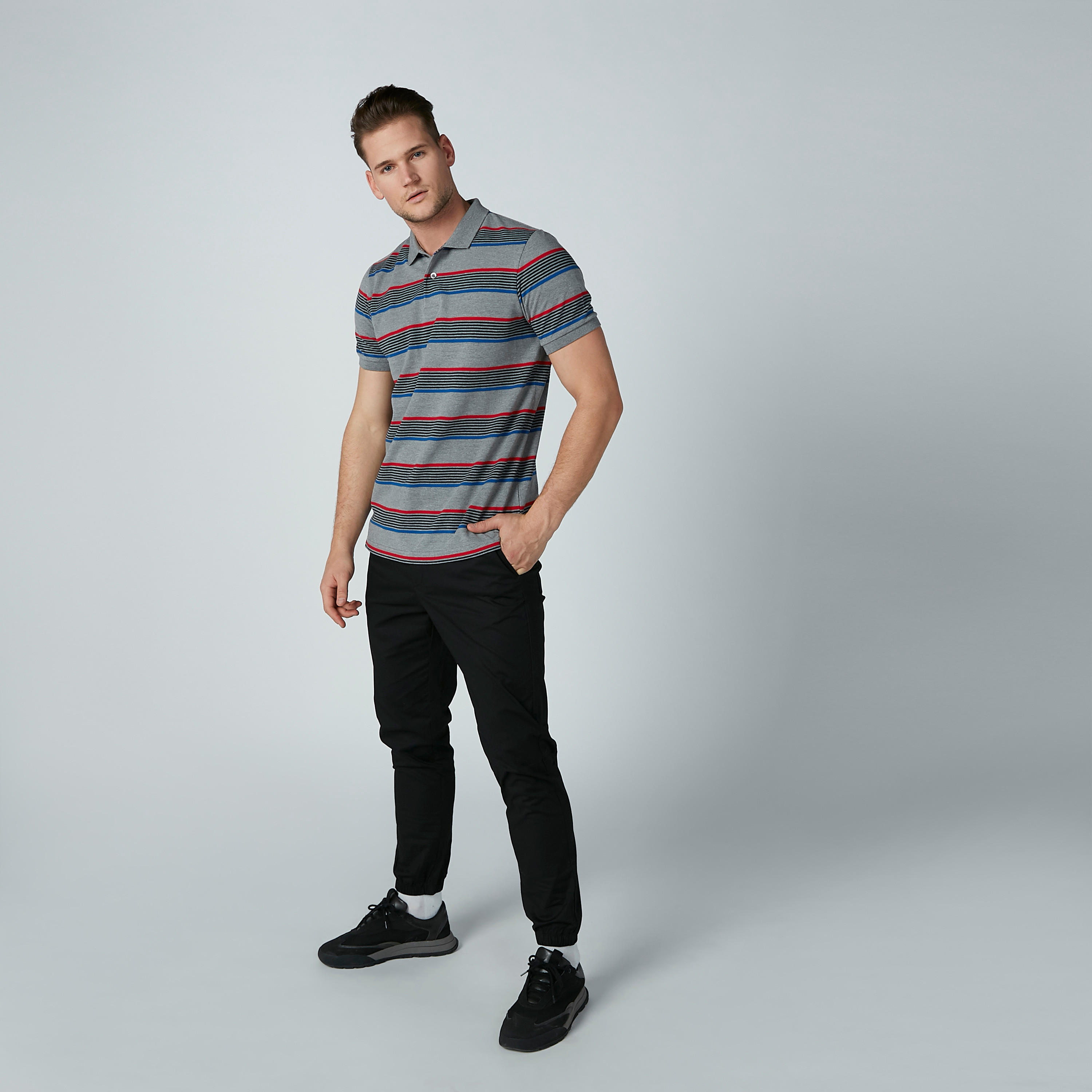 تيشيرت مقلّم بياقة بولو وأكمام قصيرة-men-clothing-tshirtsandpolos-polos-image-3