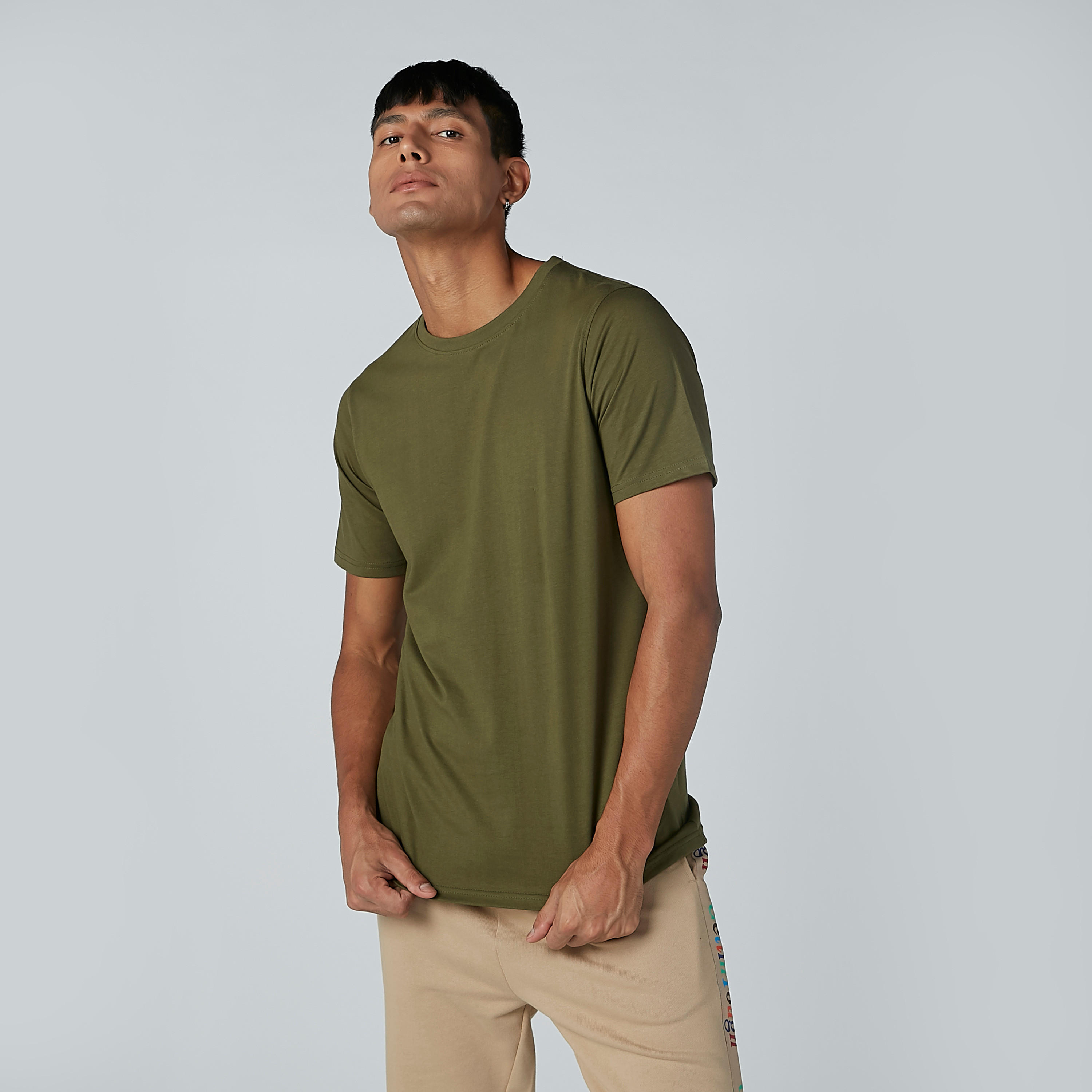 Plain T-shirt with Round Neck and Short Sleeves-men-clothing-tshirtsandpolos-tshirts-image-2