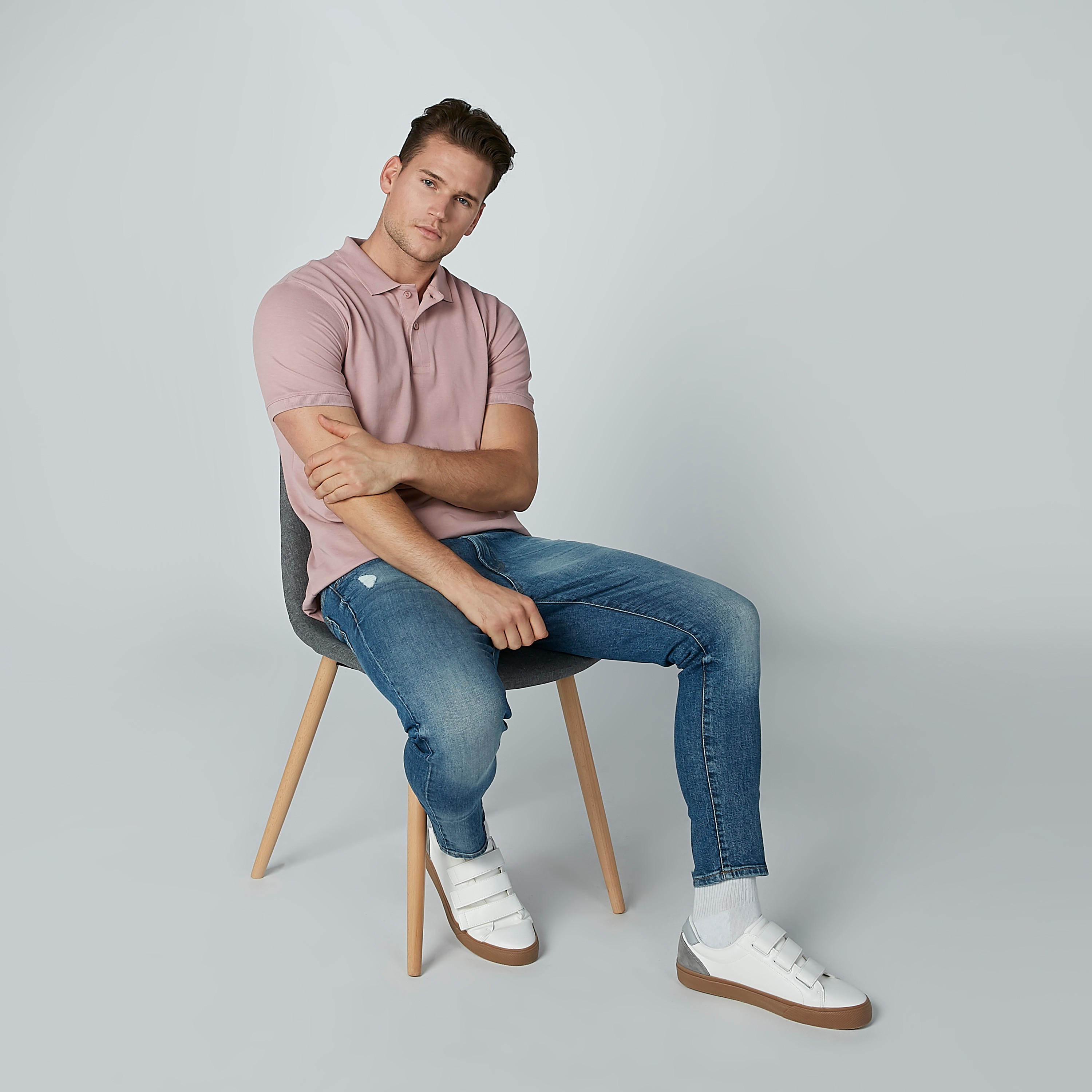 Plain T-shirt with Polo Neck and Short Sleeves-men-clothing-tshirtsandpolos-polos-image-1