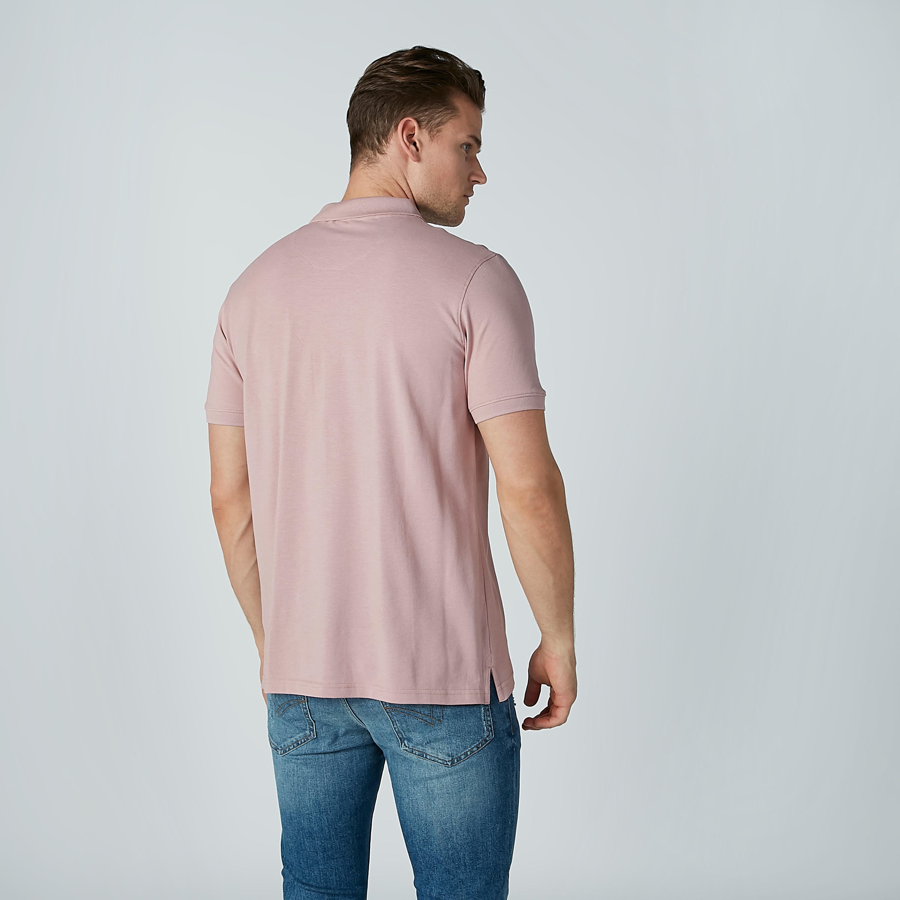 Solid Polo Neck T-shirt with Short Sleeves-men-clothing-tshirtsandpolos-polos-image-2