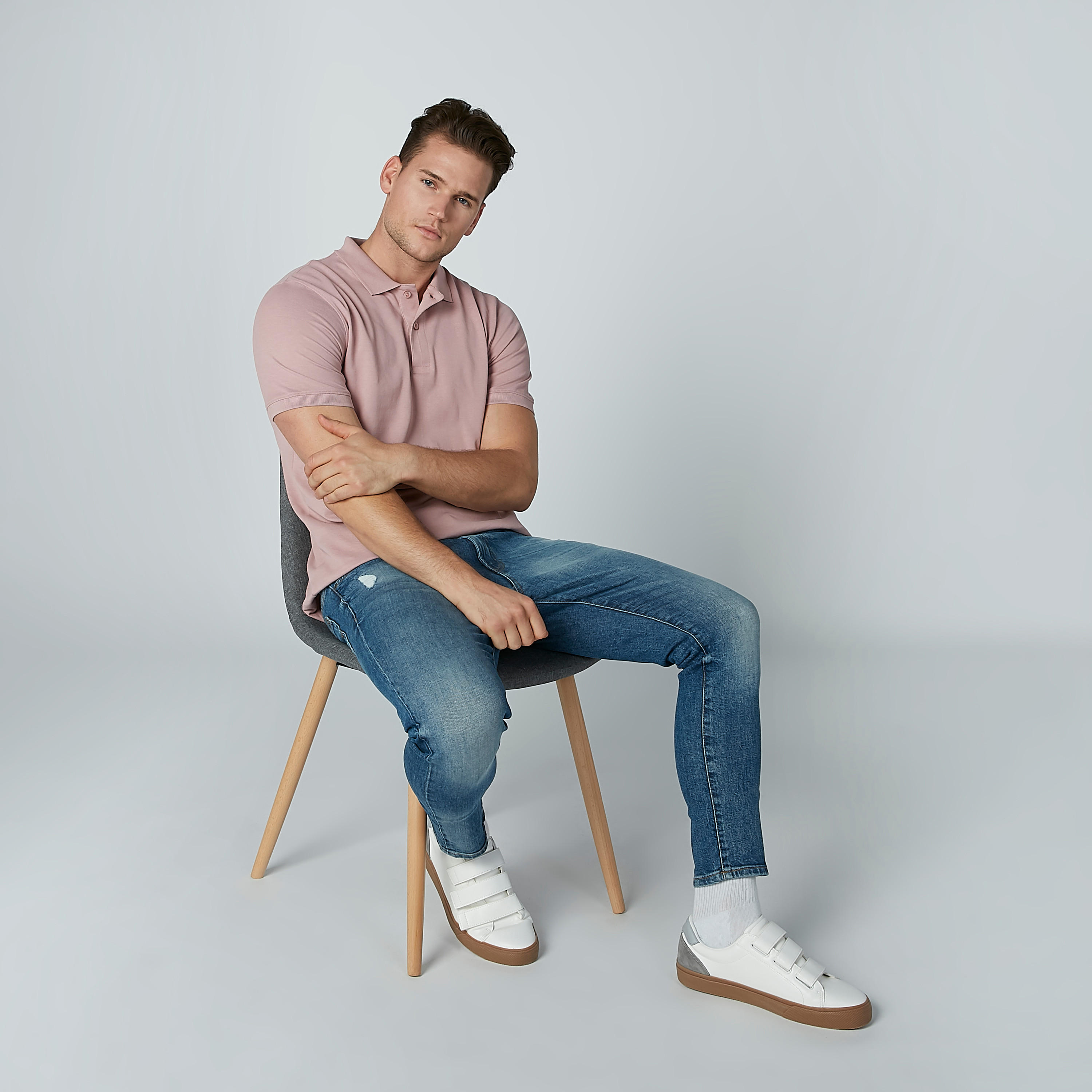 Solid Polo Neck T-shirt with Short Sleeves-men-clothing-tshirtsandpolos-polos-image-4