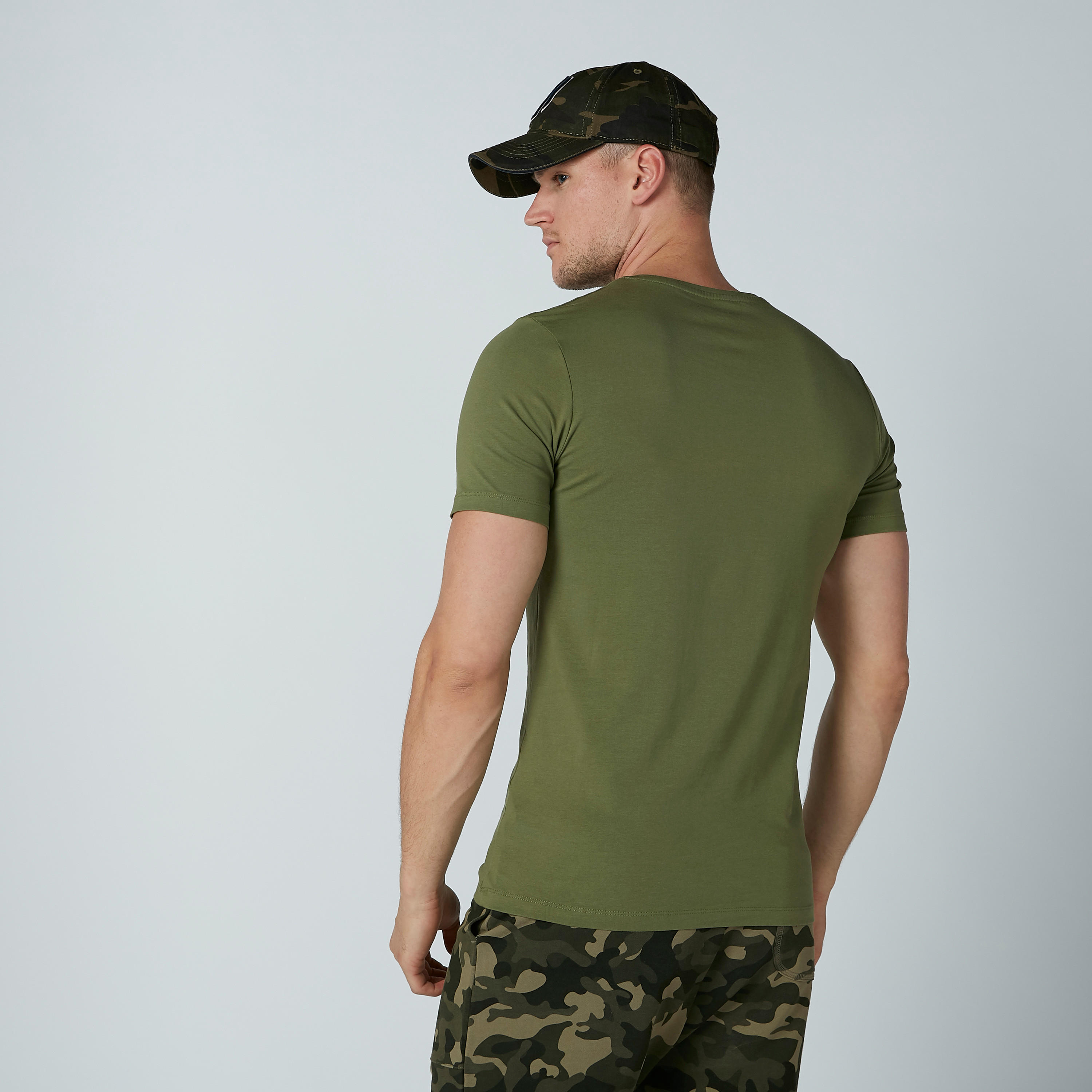 Solid T-shirt with Round Neck and Short Sleeves-men-clothing-tshirtsandpolos-tshirts-image-4