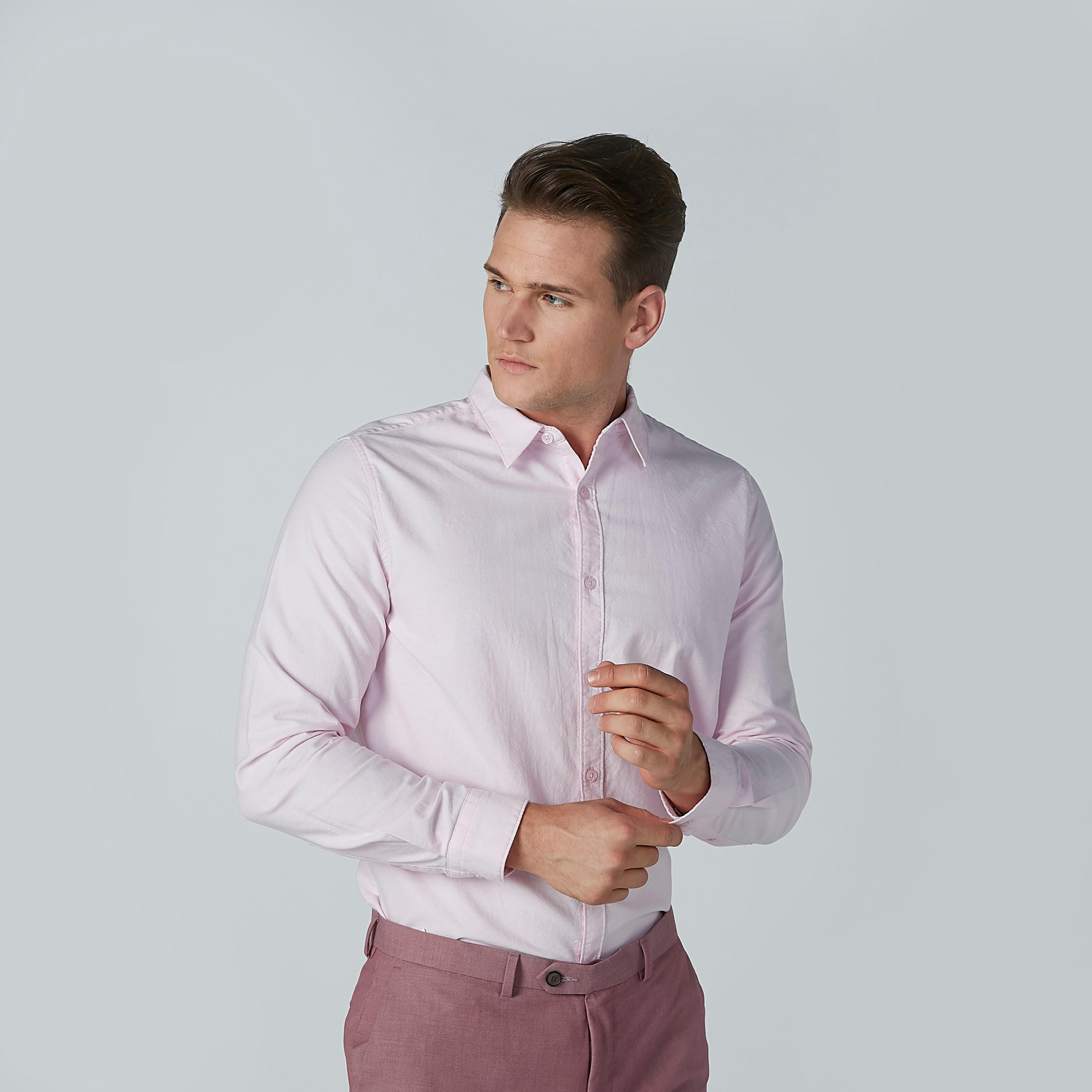 قميص رسمي سادة بياقة عاديّة وأكمام طويلة-men-clothing-shirts-image-1