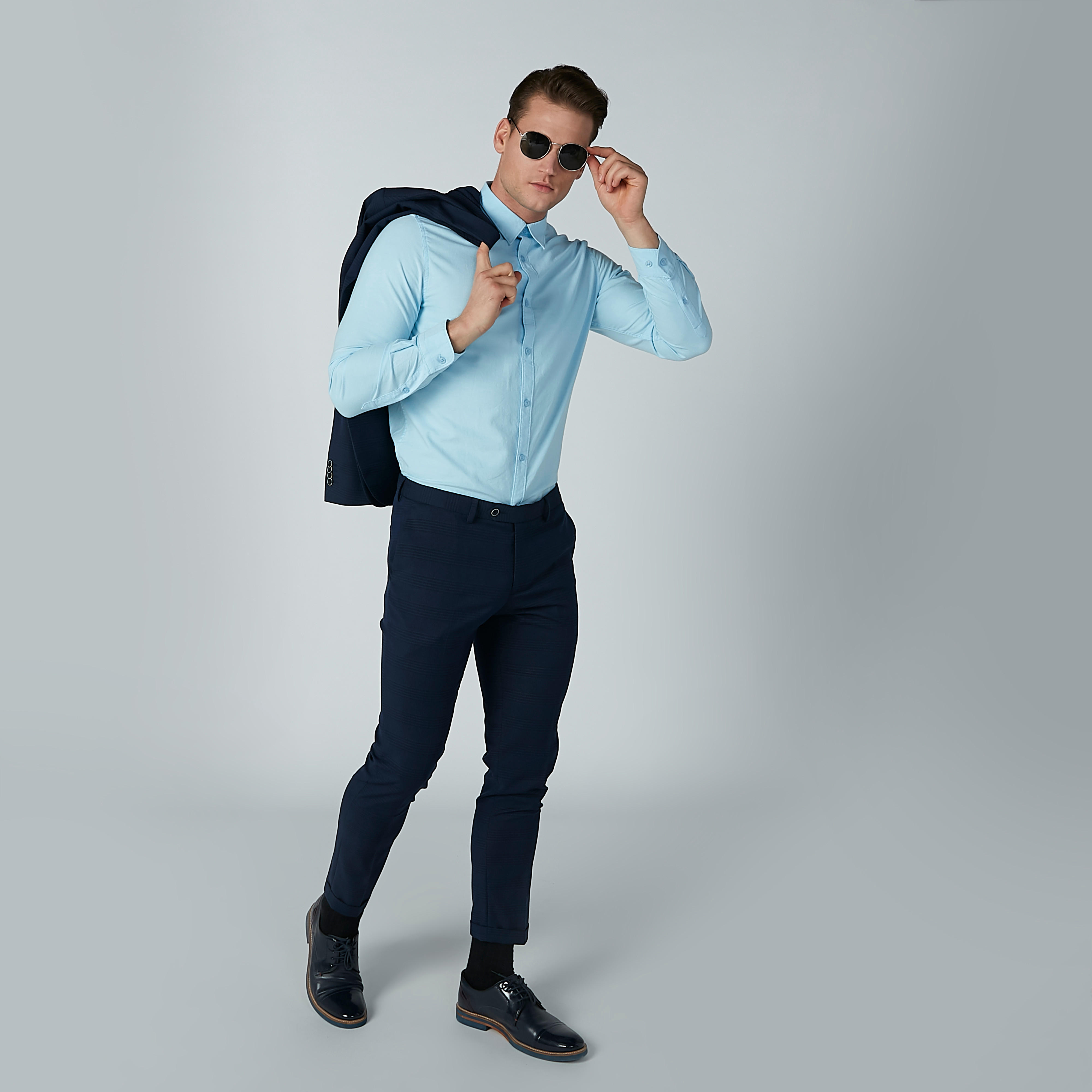 Plain Formal Shirt with Long Sleeves and Complete Placket-men-clothing-shirts-image-1