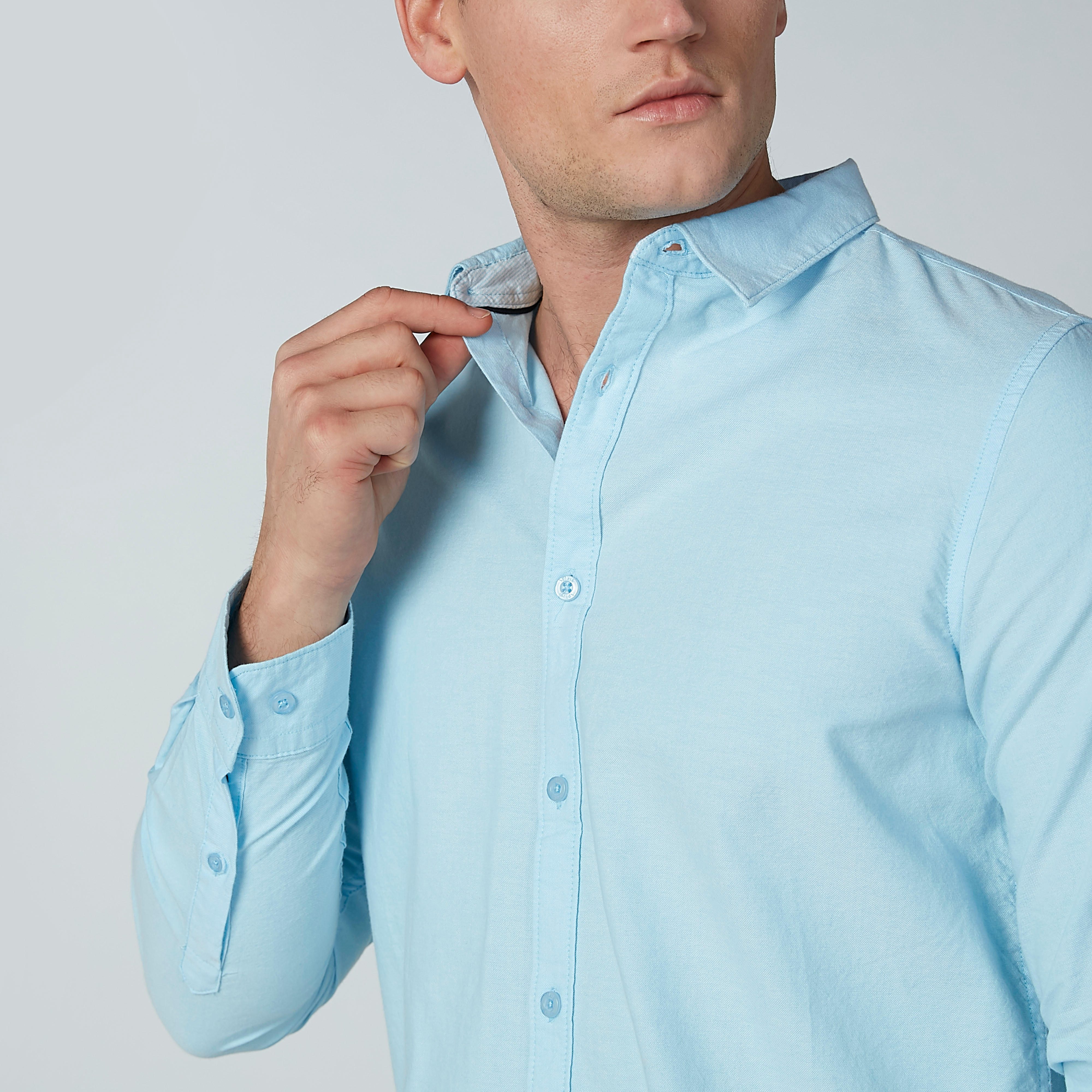 Plain Formal Shirt with Long Sleeves and Complete Placket-men-clothing-shirts-image-2