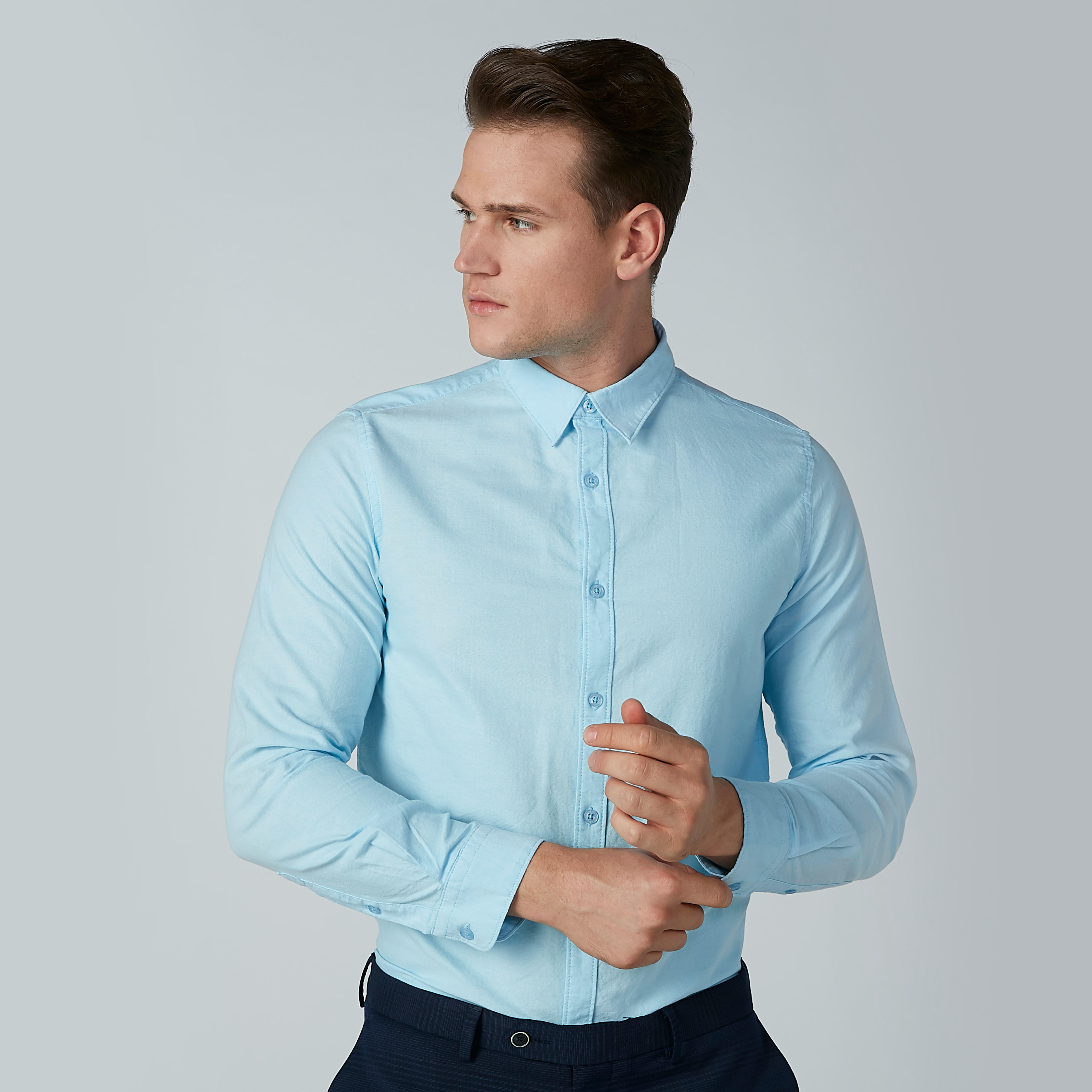 Plain Formal Shirt with Long Sleeves and Complete Placket-men-clothing-shirts-image-3