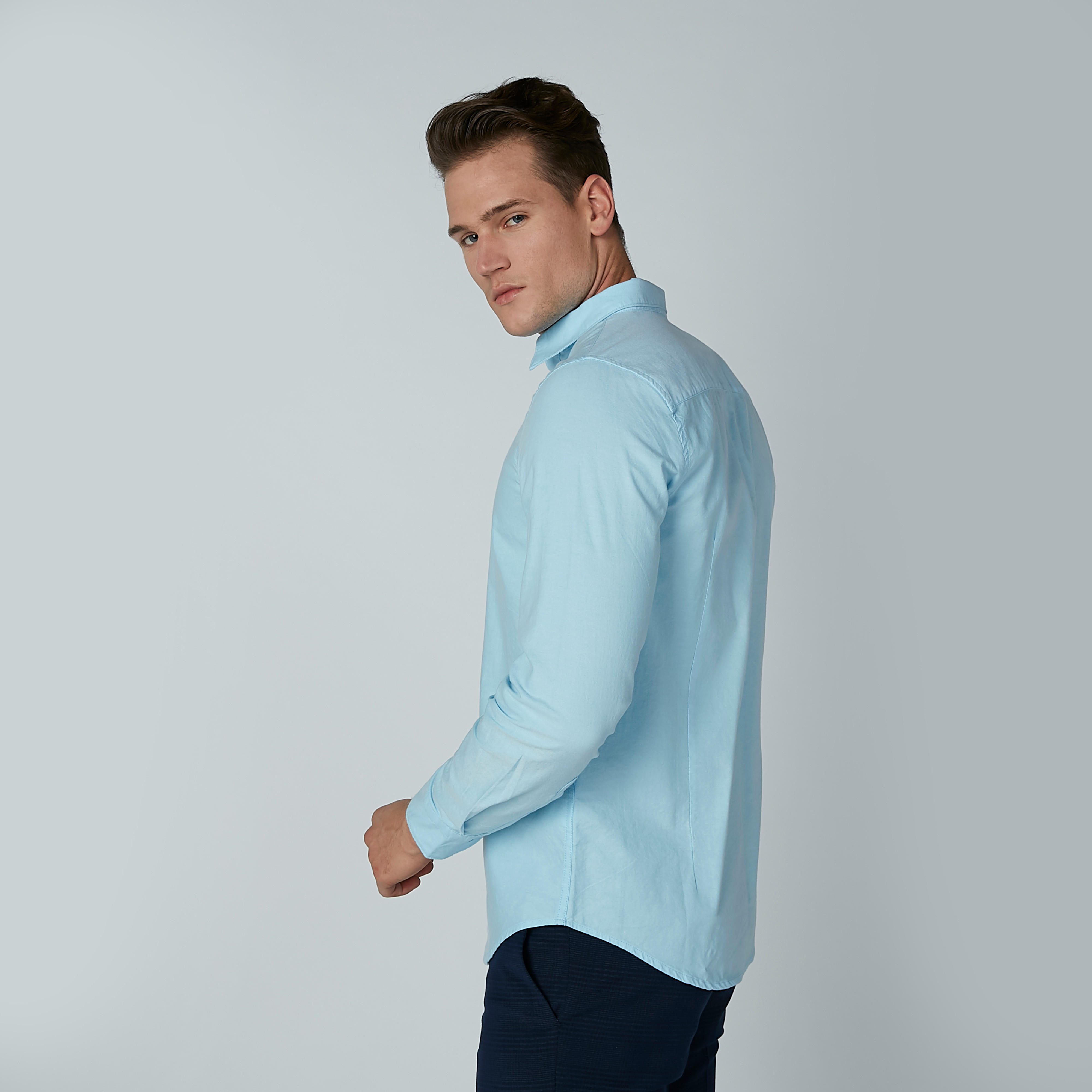 Plain Formal Shirt with Long Sleeves and Complete Placket-men-clothing-shirts-image-4