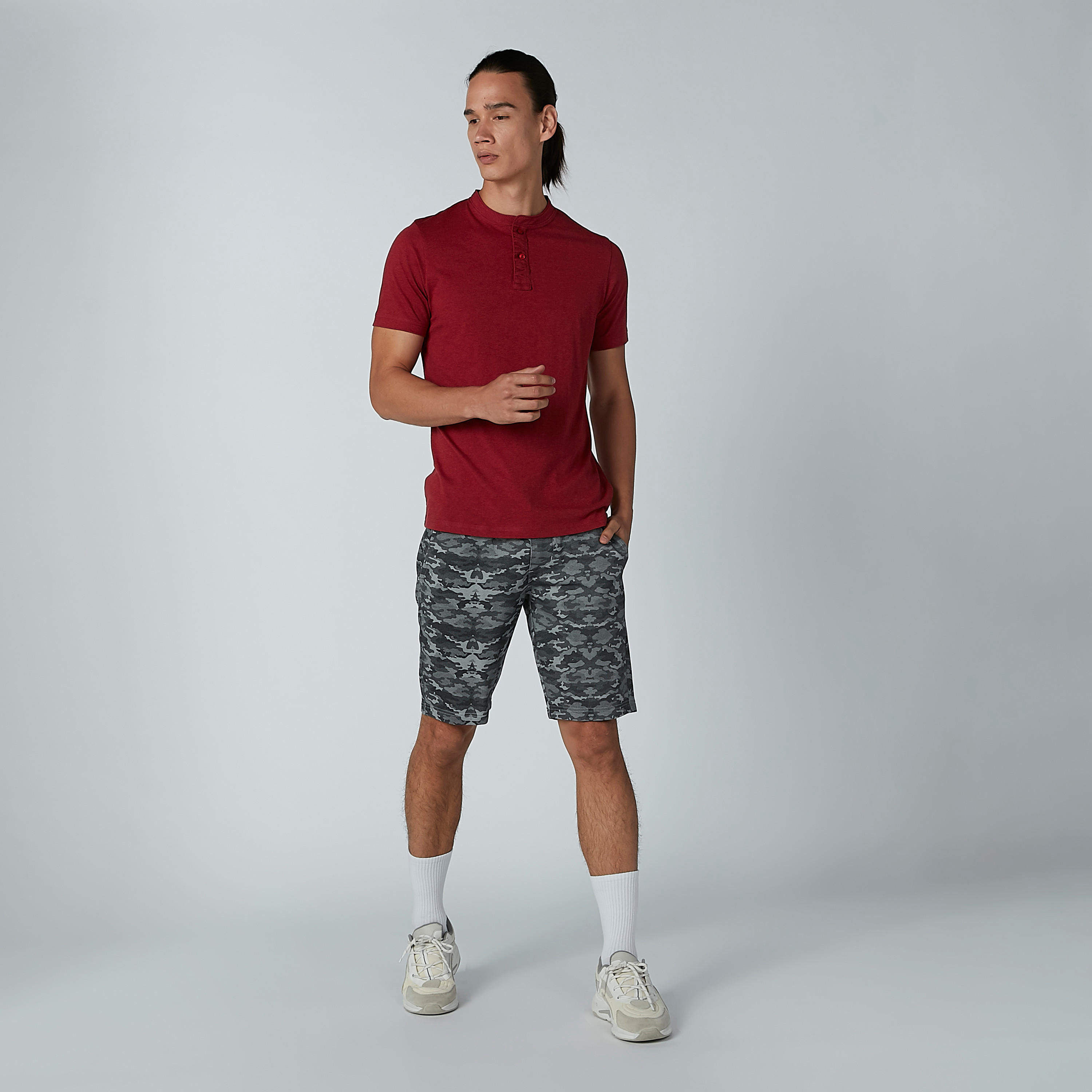 Plain T-shirt with Henley Neck and Short Sleeves-men-clothing-tshirtsandpolos-tshirts-image-2