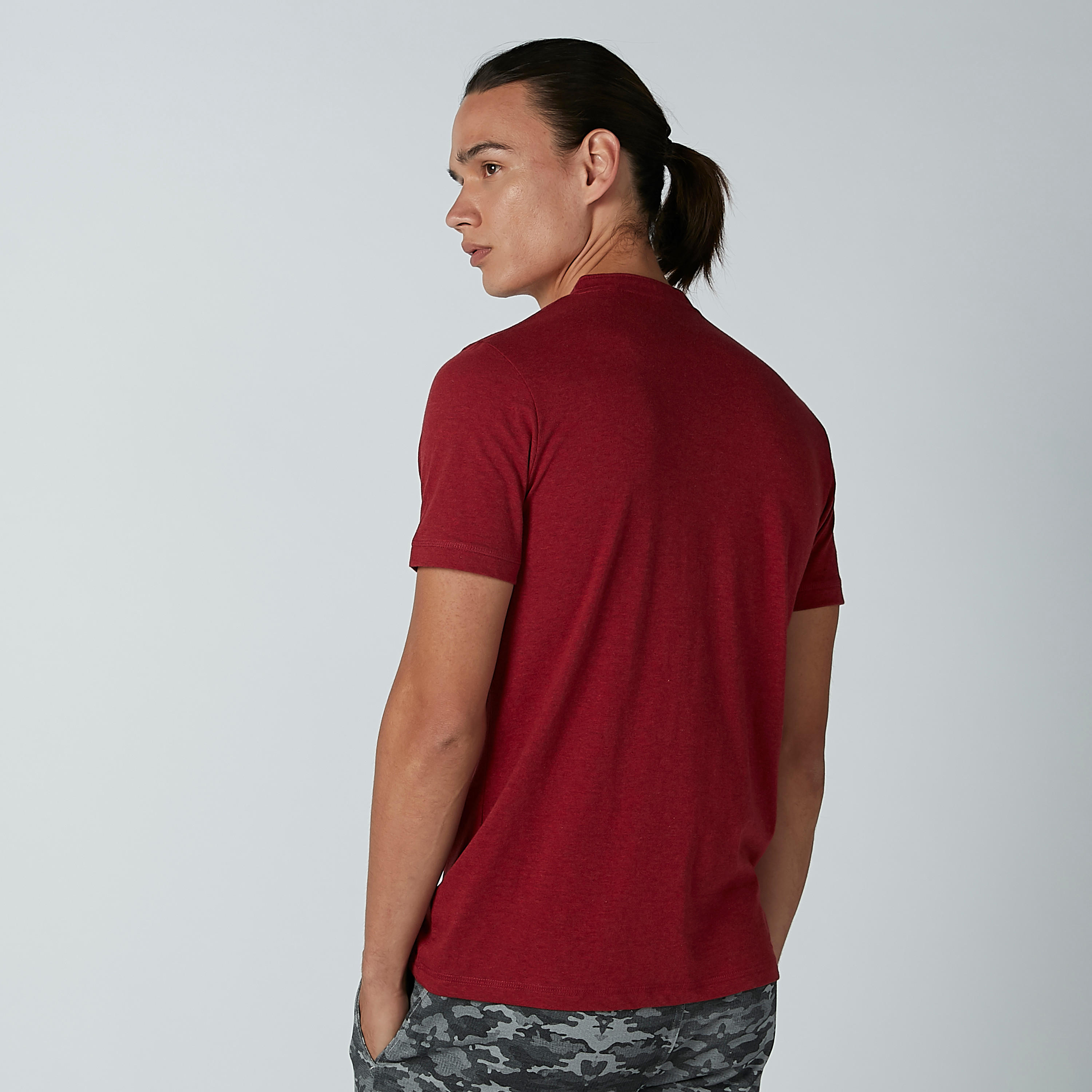 Plain T-shirt with Henley Neck and Short Sleeves-men-clothing-tshirtsandpolos-tshirts-image-4