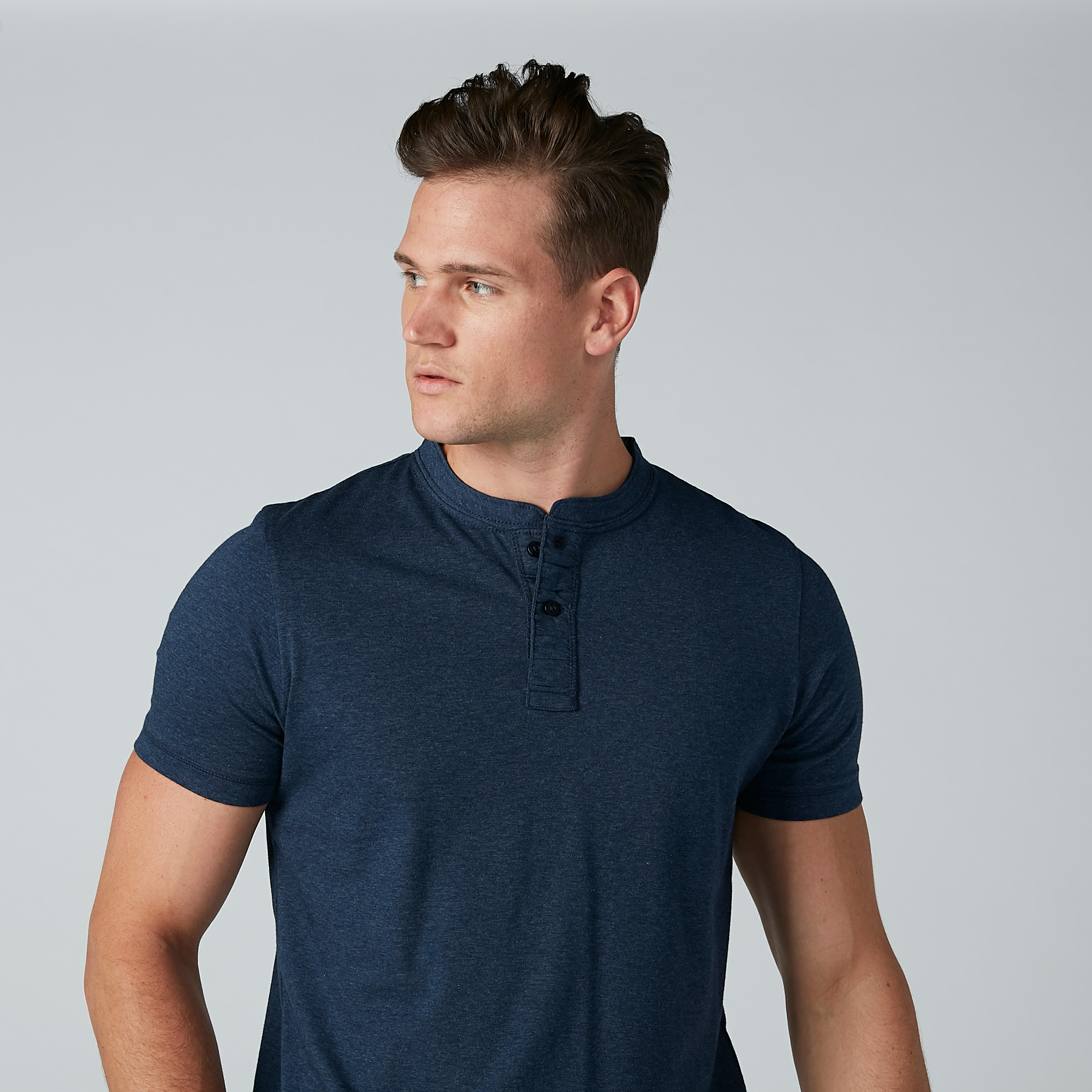 قميص سادة بياقة ماندارين وأكمام قصيرة-men-clothing-tshirtsandpolos-tshirts-image-3