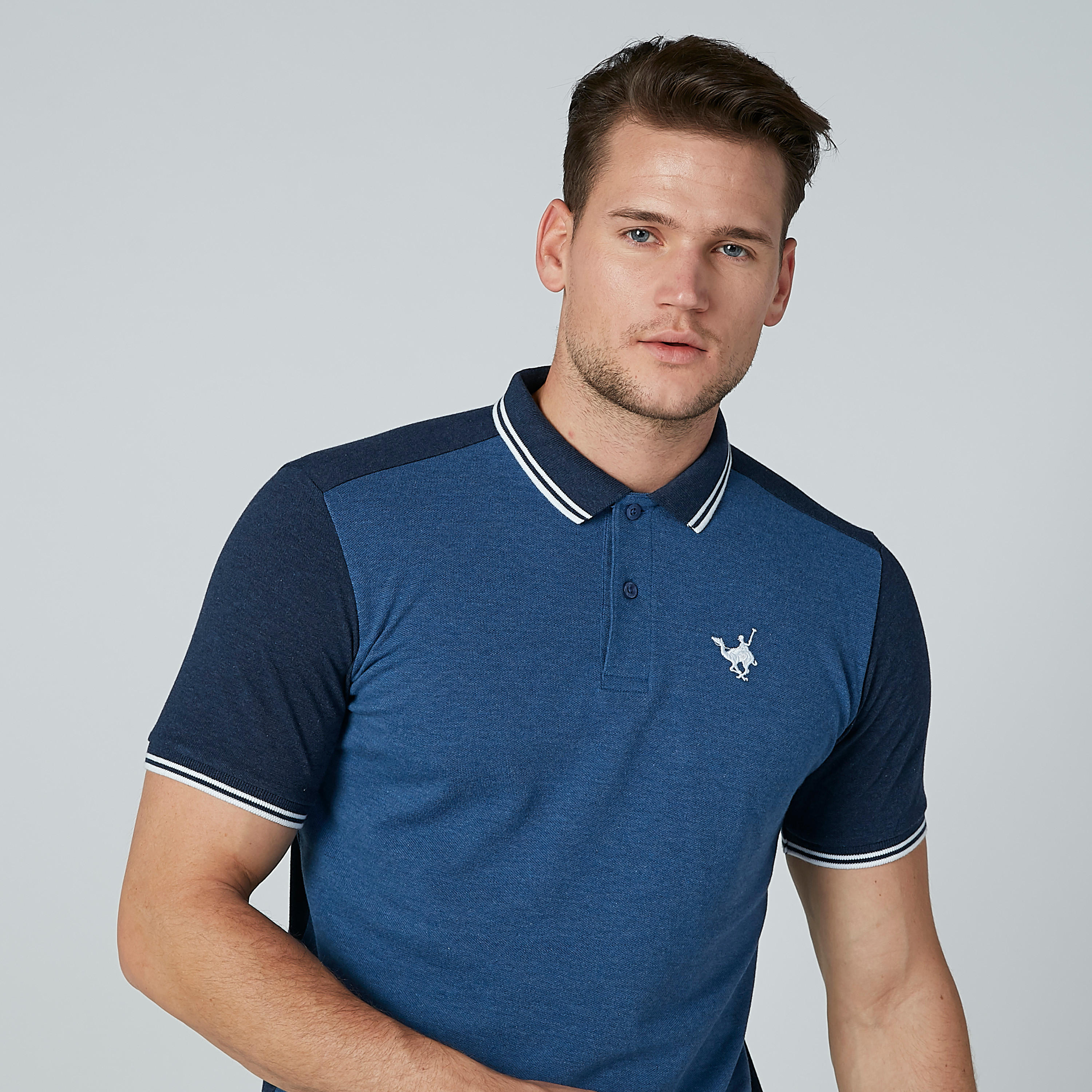 Solid T-shirt with Polo Neck and Short Sleeves-men-clothing-tshirtsandpolos-polos-image-1