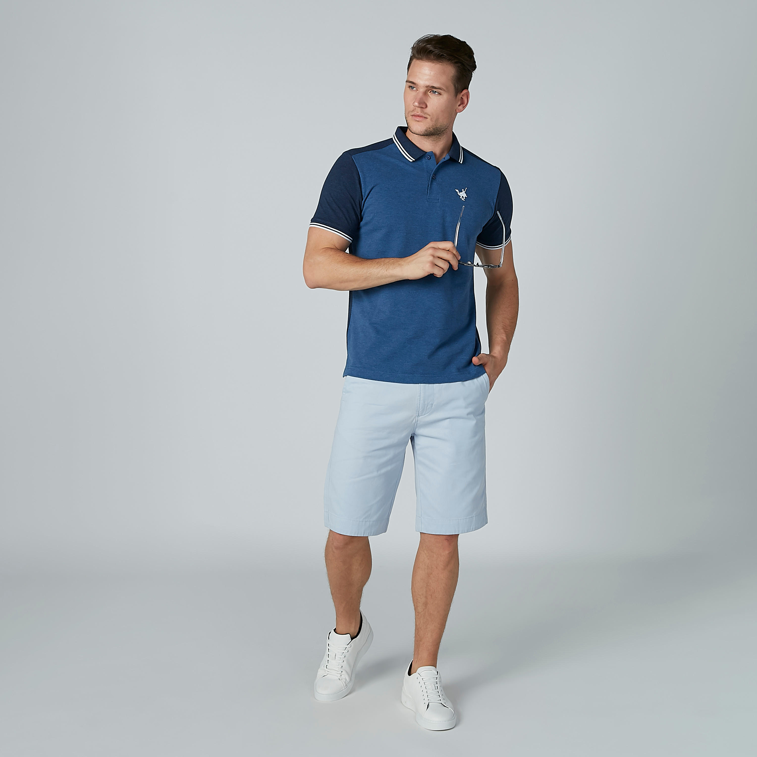 Solid T-shirt with Polo Neck and Short Sleeves-men-clothing-tshirtsandpolos-polos-image-2