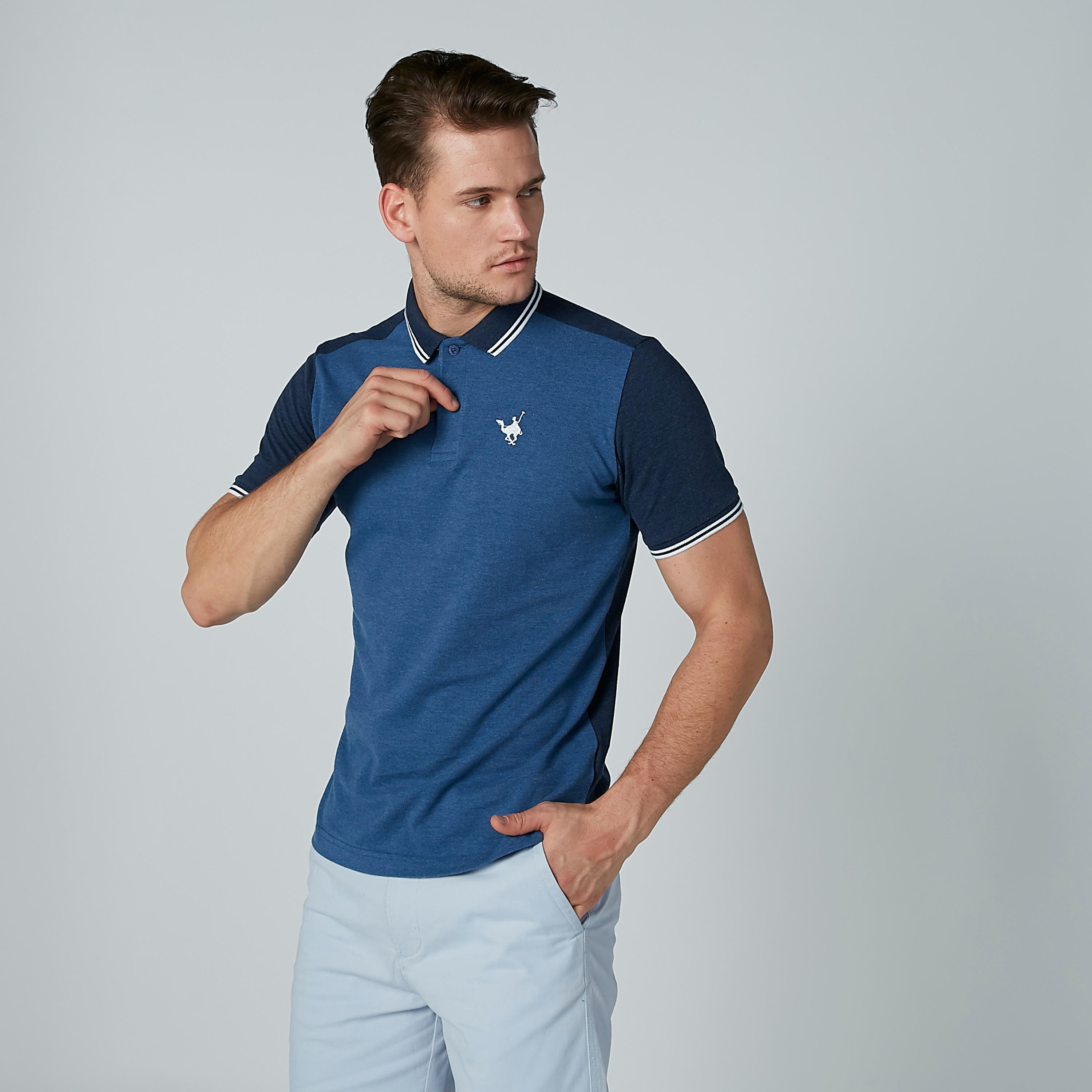 Solid T-shirt with Polo Neck and Short Sleeves-men-clothing-tshirtsandpolos-polos-image-3