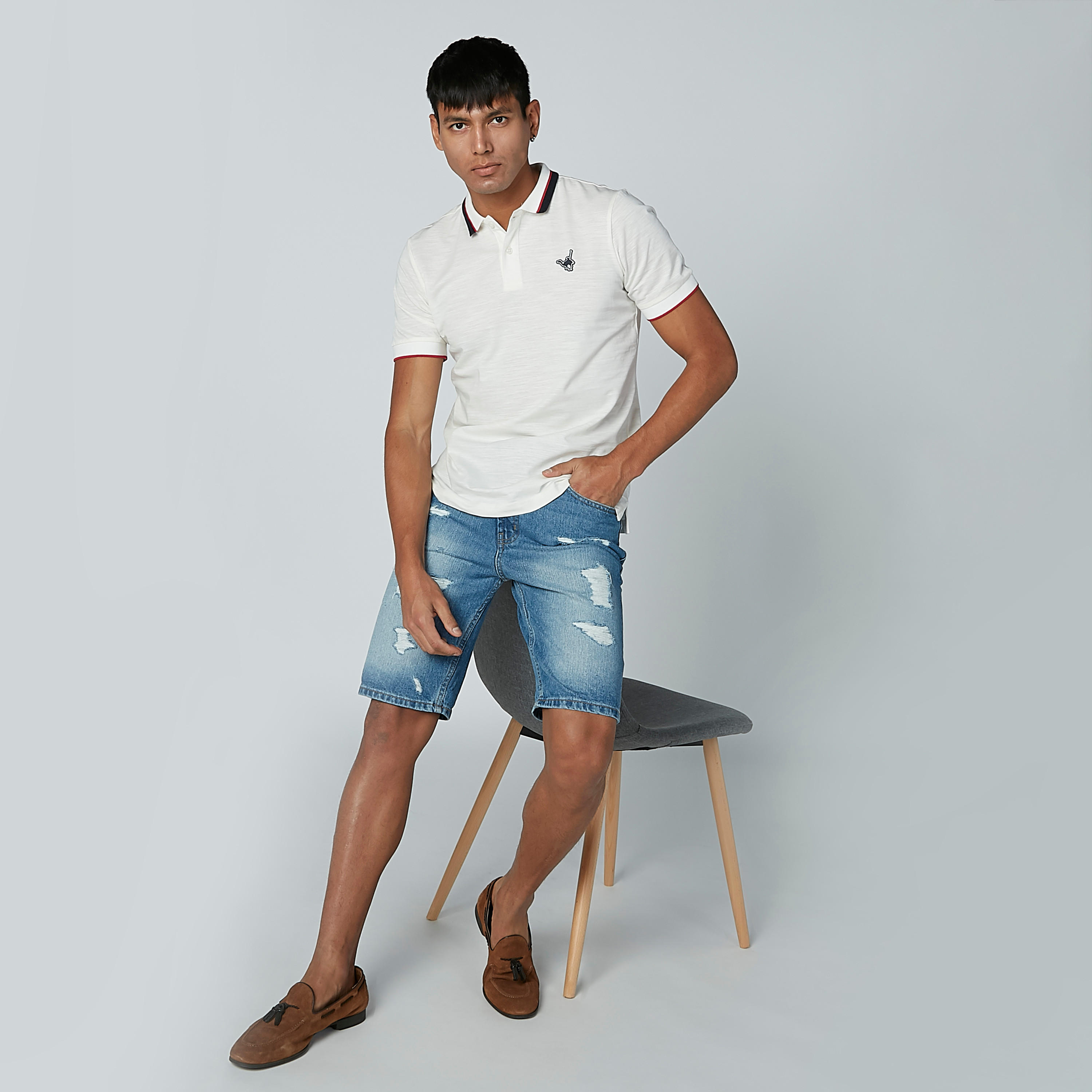 Solid Polo Neck T-shirt with Short Sleeves-men-clothing-tshirtsandpolos-polos-image-1
