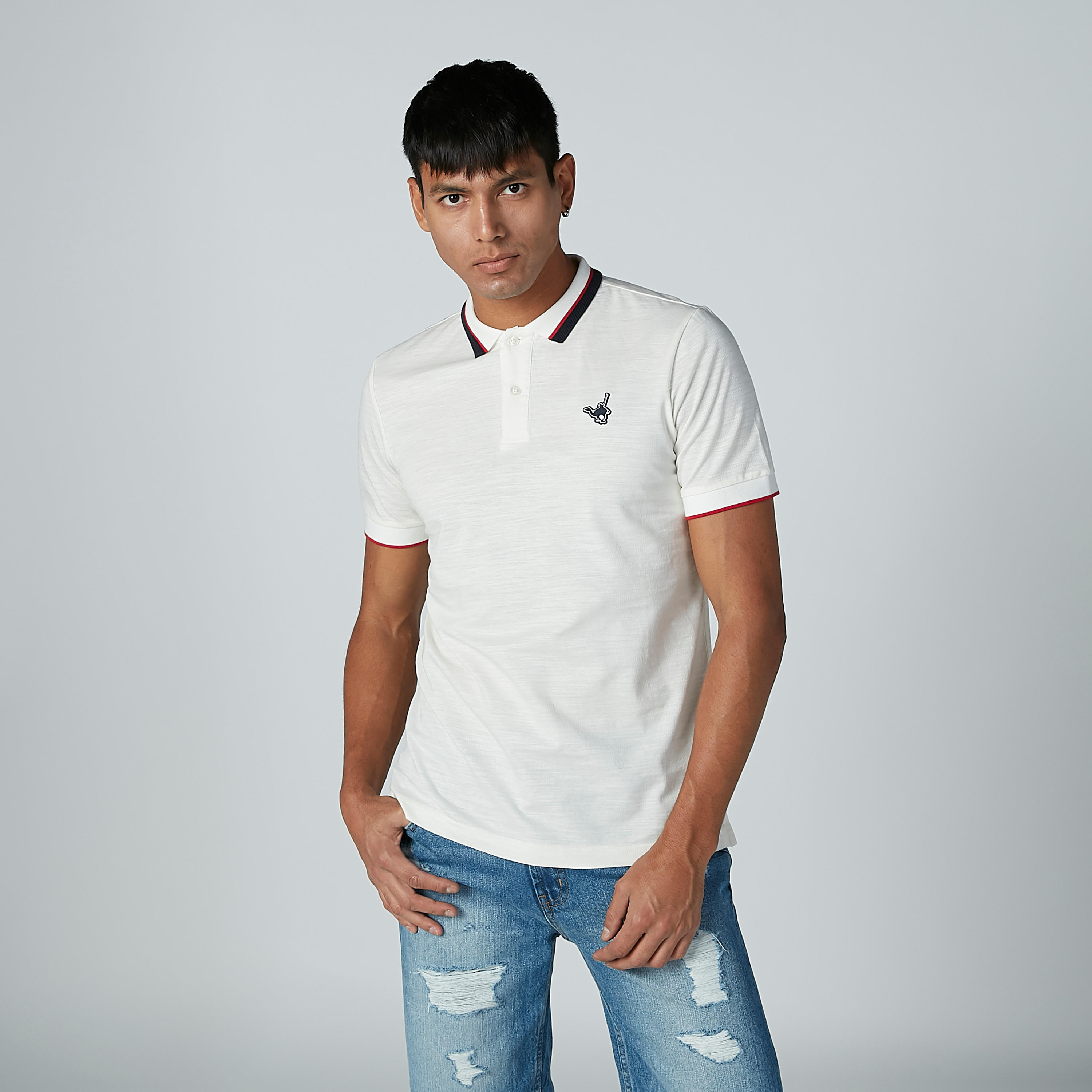 Solid Polo Neck T-shirt with Short Sleeves-men-clothing-tshirtsandpolos-polos-image-2