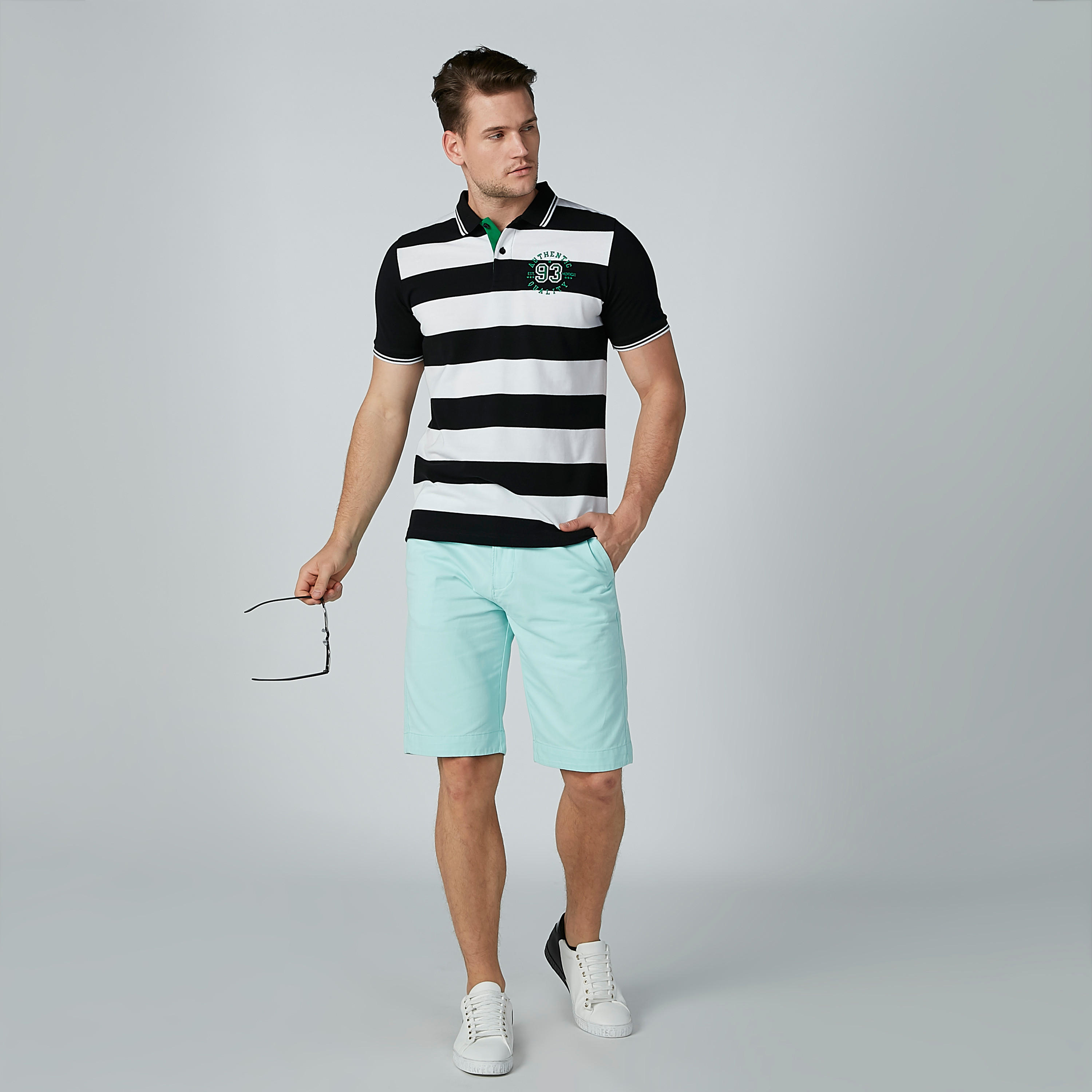 تيشيرت مقلّم بياقة بولو وأكمام قصيرة-men-clothing-tshirtsandpolos-polos-image-1