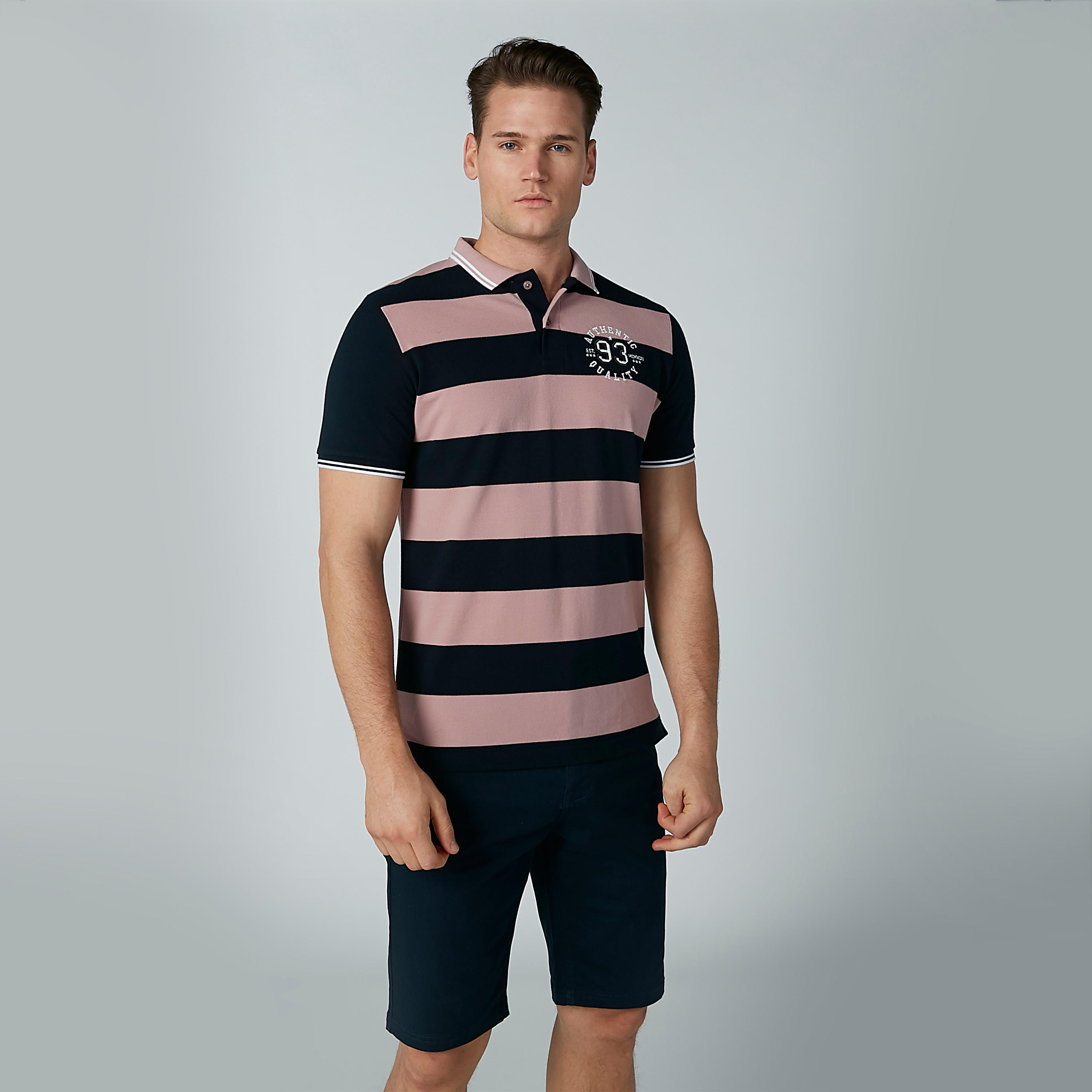 تيشيرت مقلّم بياقة بولو وأكمام قصيرة-men-clothing-tshirtsandpolos-polos-image-3