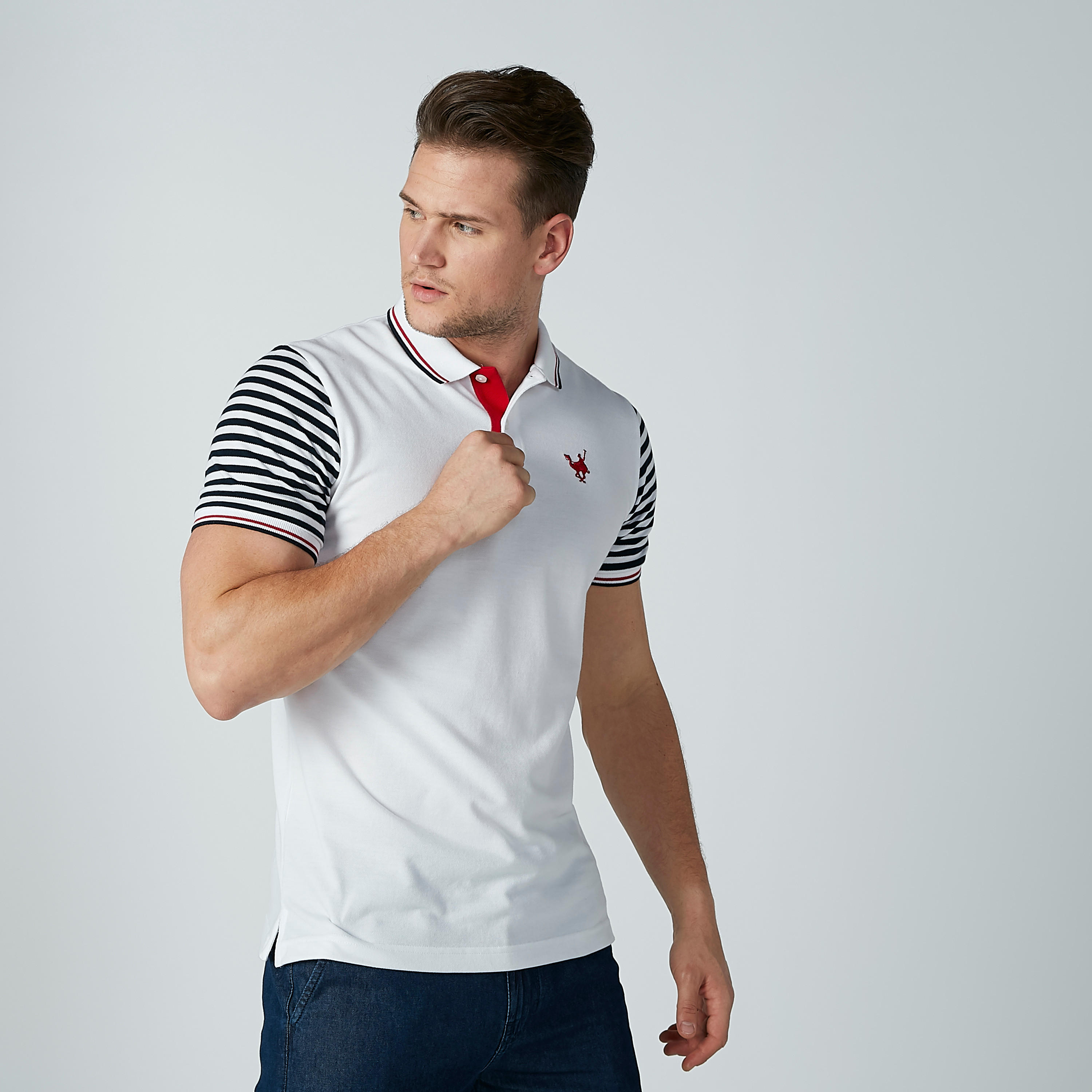 تيشيرت بياقة بولو وأكمام قصيرة مقلّمة-men-clothing-tshirtsandpolos-polos-image-3
