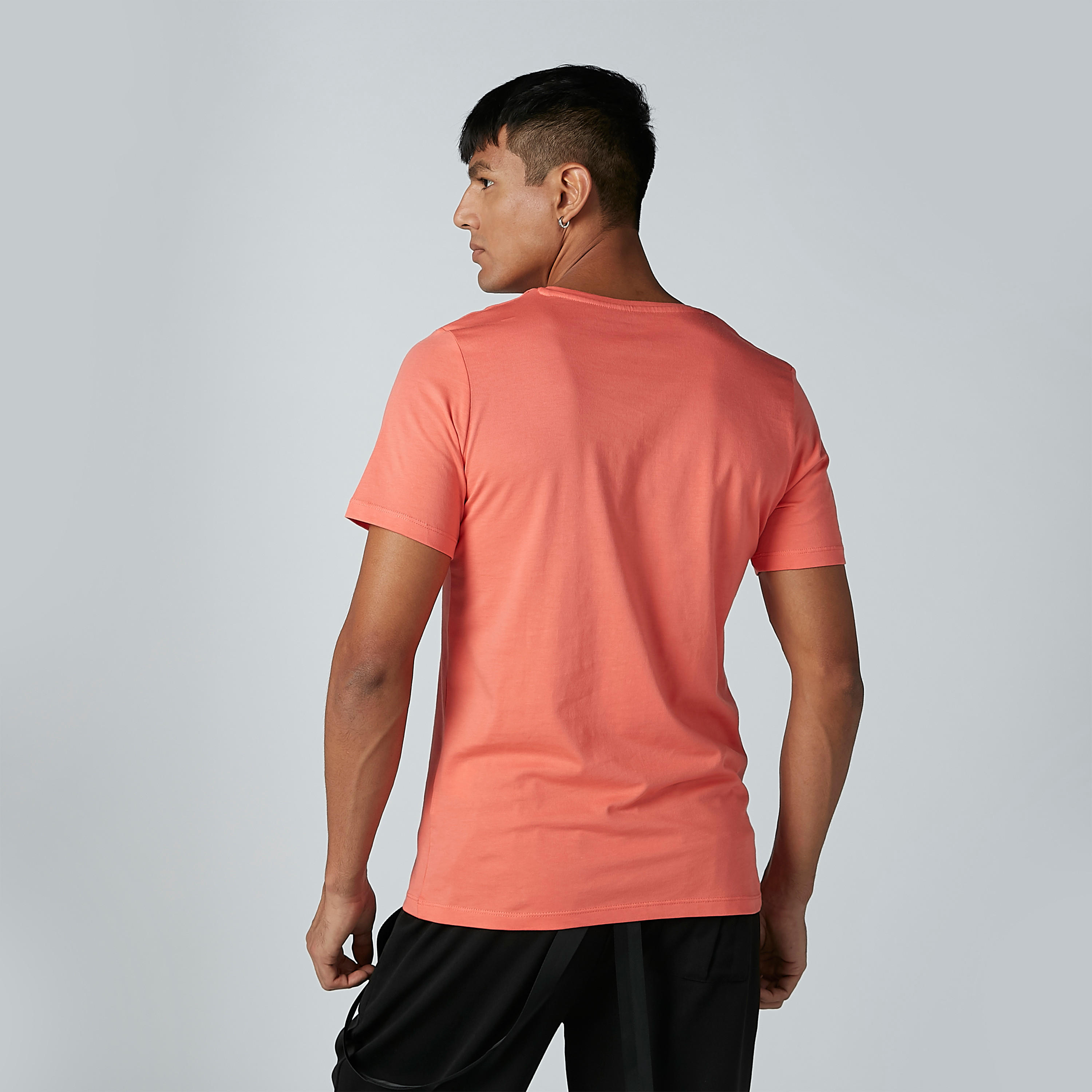 Plain T-shirt with V-neck and Short Sleeves-men-clothing-tshirtsandpolos-tshirts-image-3