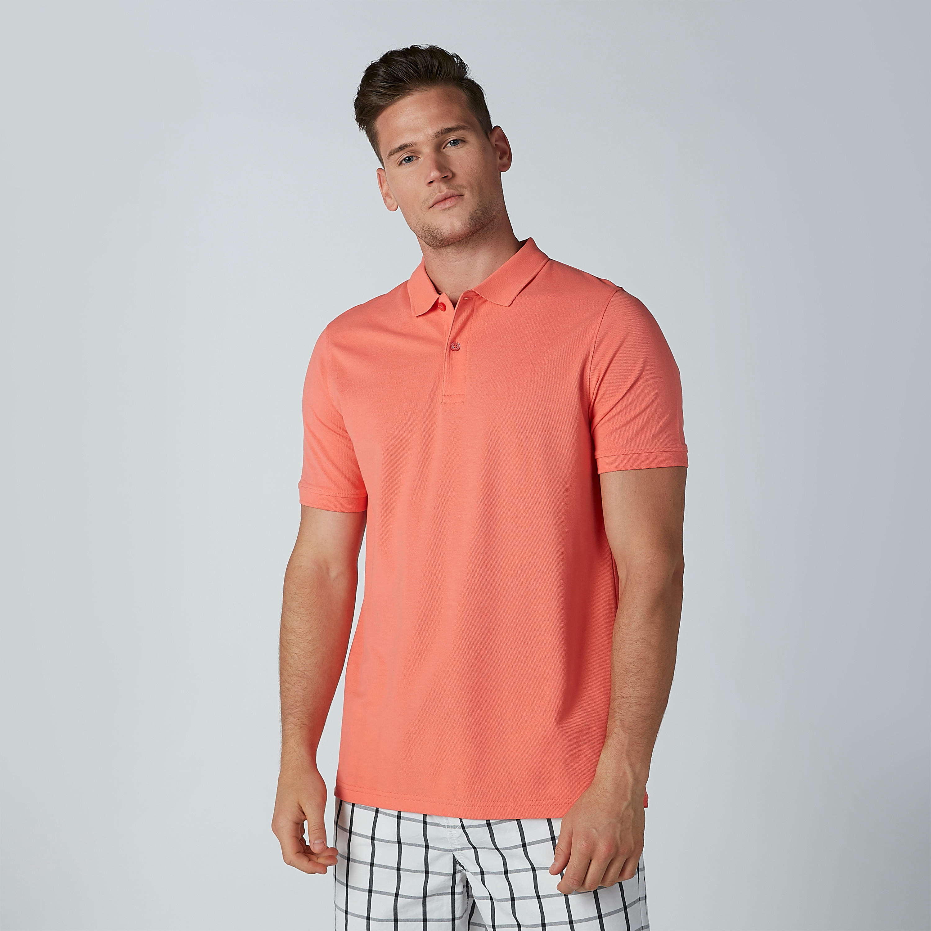 Plain T-shirt with Polo Neck and Short Sleeves-men-clothing-tshirtsandpolos-polos-image-3