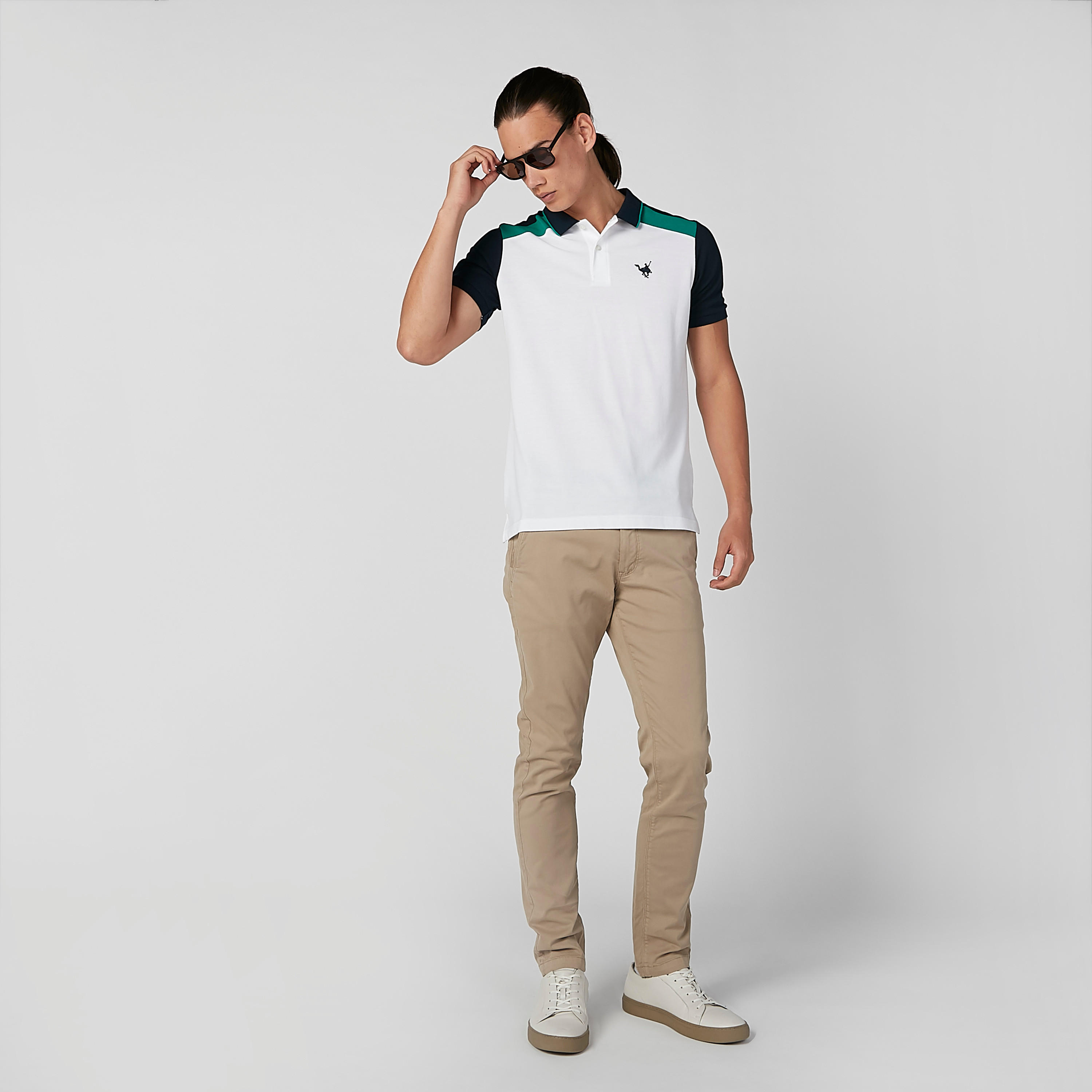 Sustainable Colour Blocked T-shirt with Polo Neck and Short Sleeves-men-clothing-tshirtsandpolos-polos-image-2