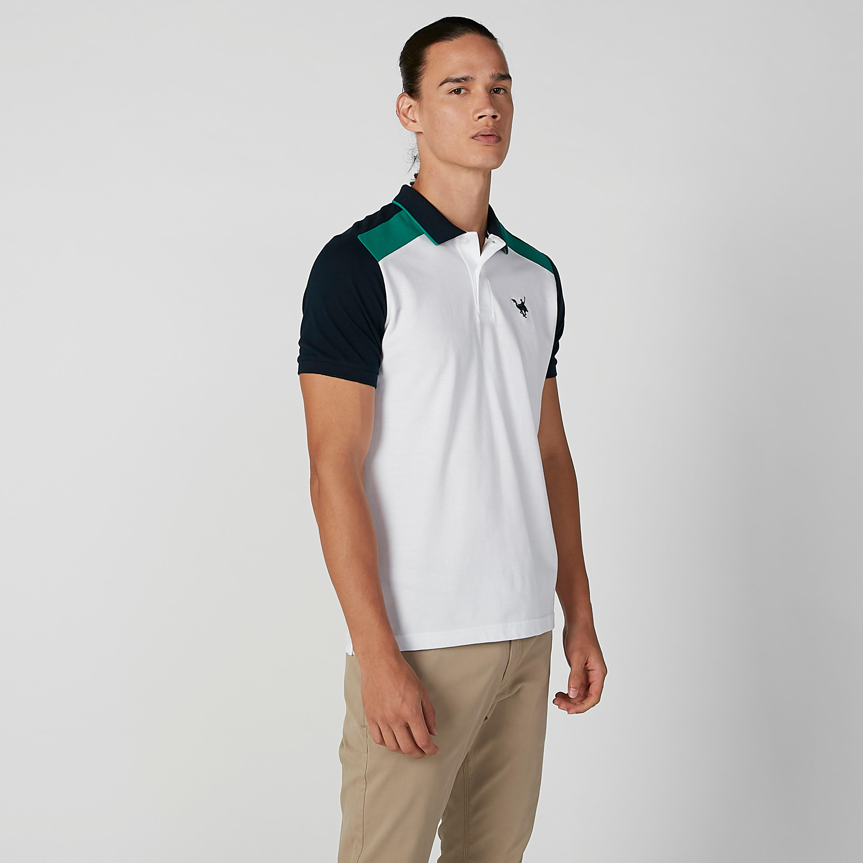 Sustainable Colour Blocked T-shirt with Polo Neck and Short Sleeves-men-clothing-tshirtsandpolos-polos-image-3