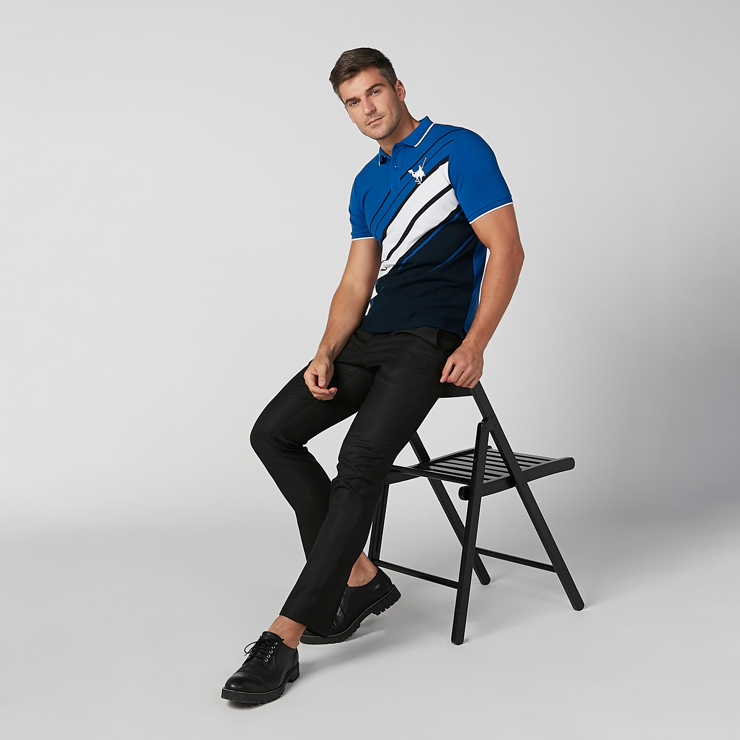 تيشيرت مستدام مقلّم بقصّة سليم وياقة بولو وأكمام قصيرة-men-clothing-tshirtsandpolos-polos-image-1
