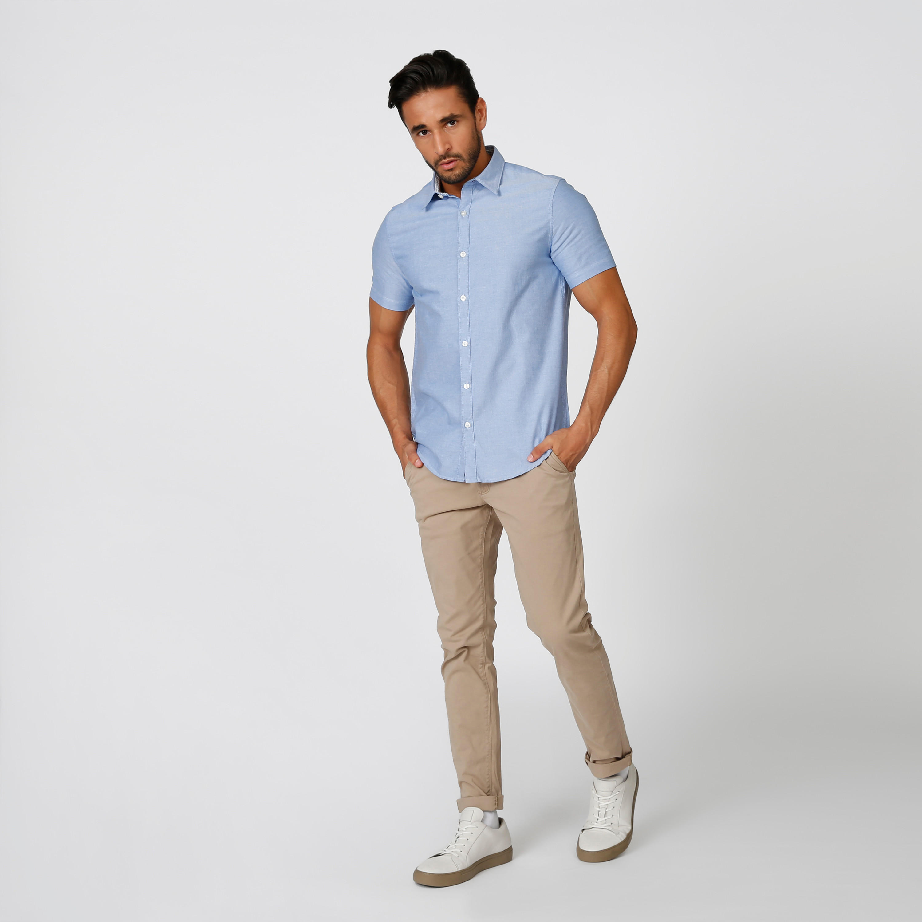 قميص مستدام سليم سادة بأكمام قصيرة -men-clothing-shirts-image-2