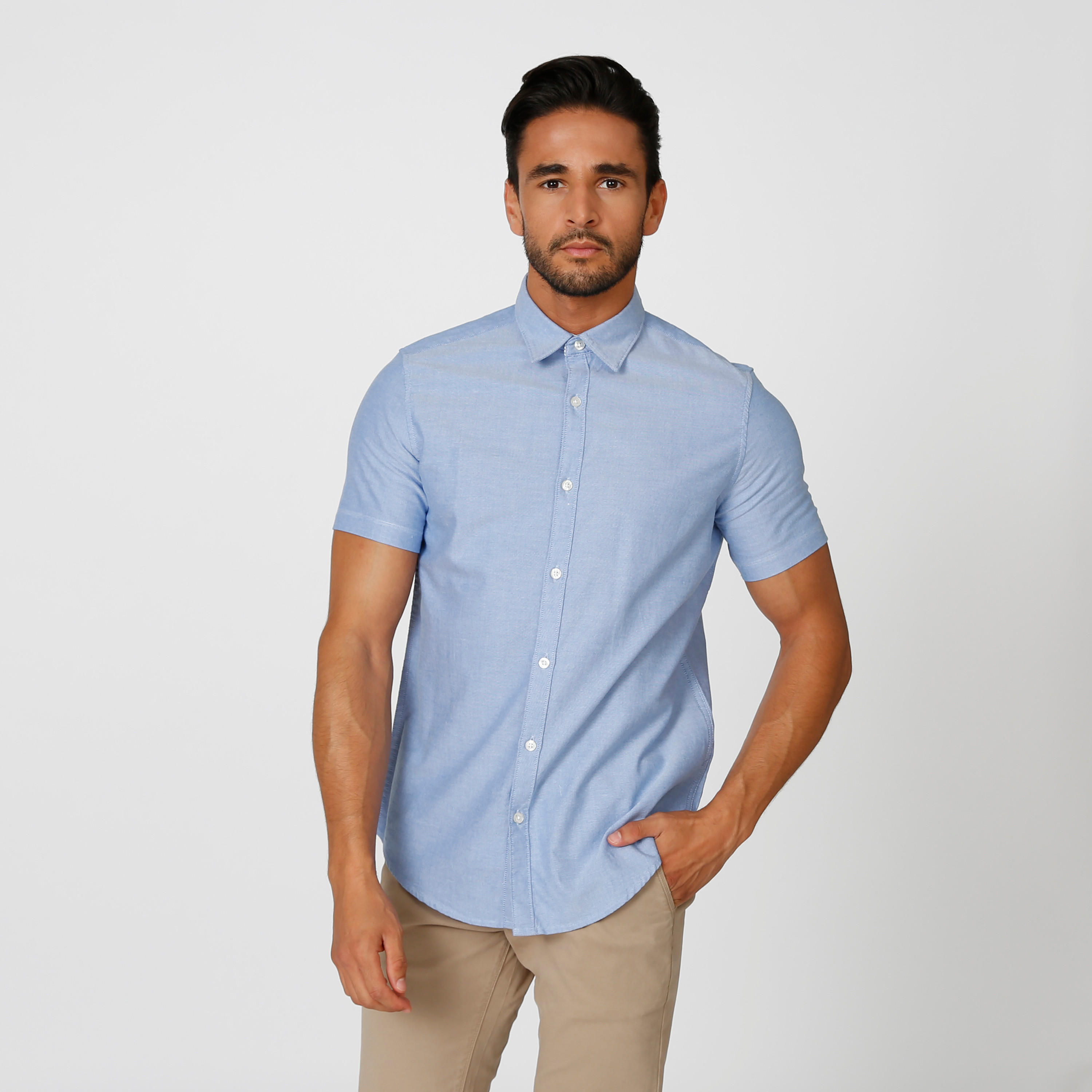 قميص مستدام سليم سادة بأكمام قصيرة -men-clothing-shirts-image-1