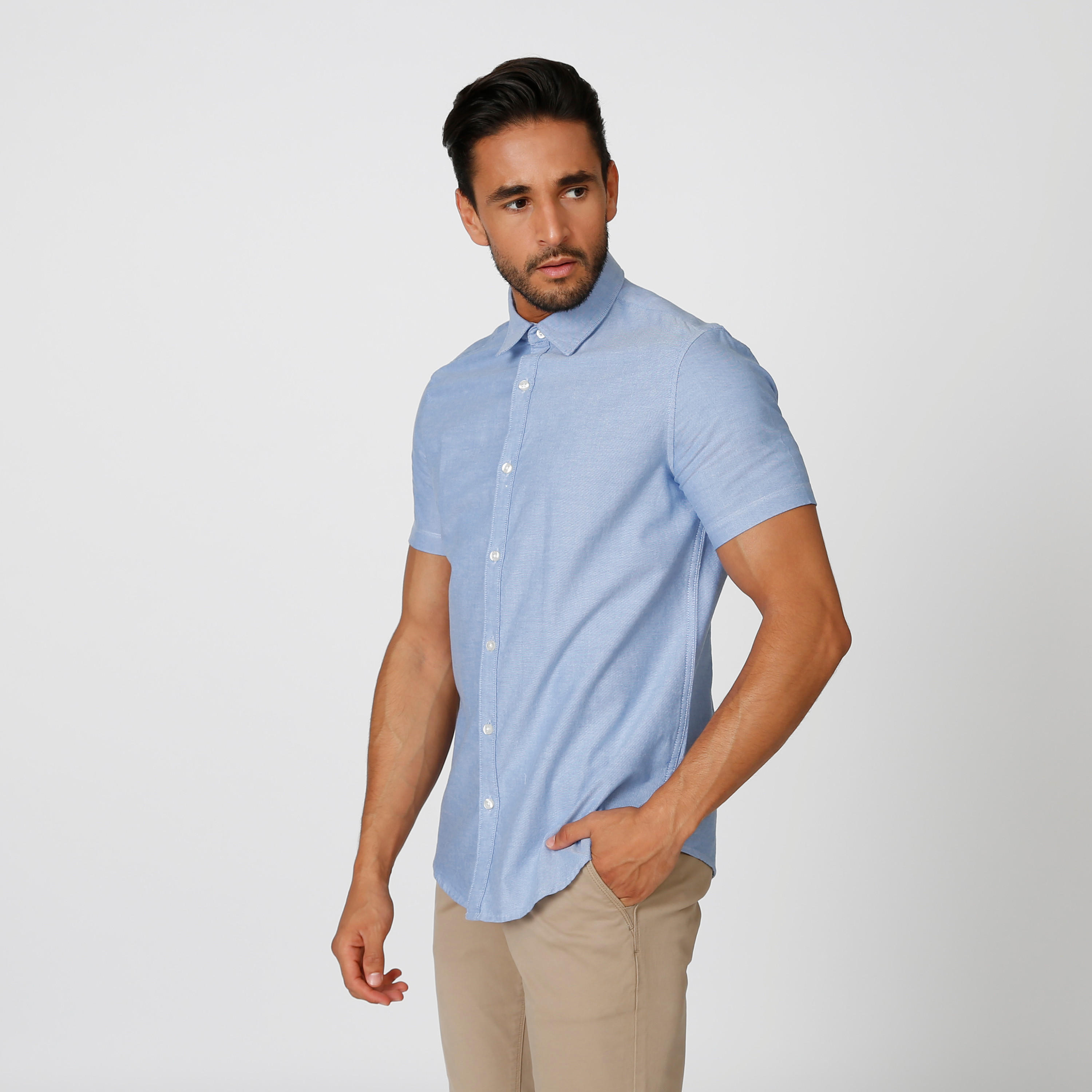 قميص مستدام سليم سادة بأكمام قصيرة -men-clothing-shirts-image-3