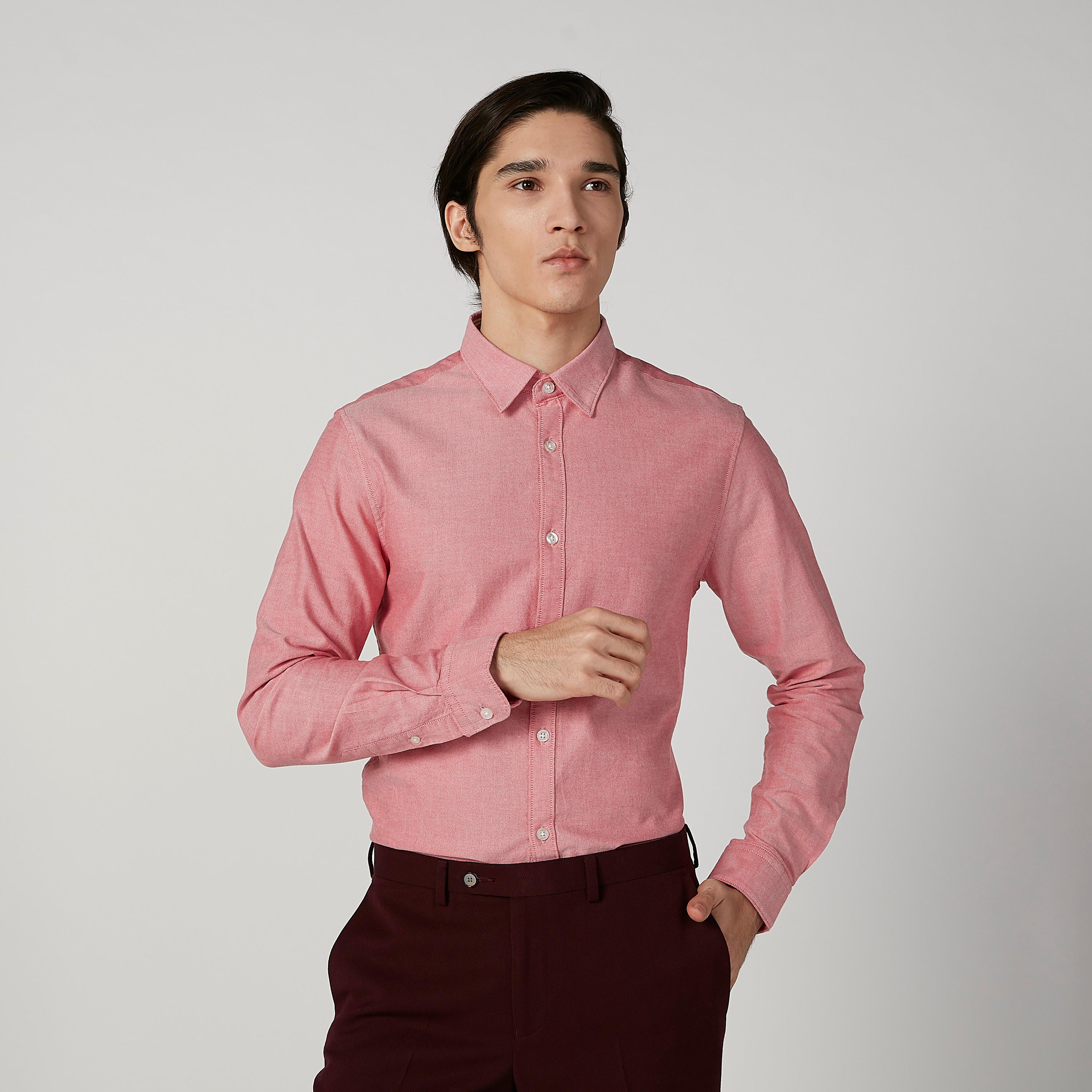 قميص مستدام سليم سادة بأكمام طويلة -men-clothing-shirts-image-1