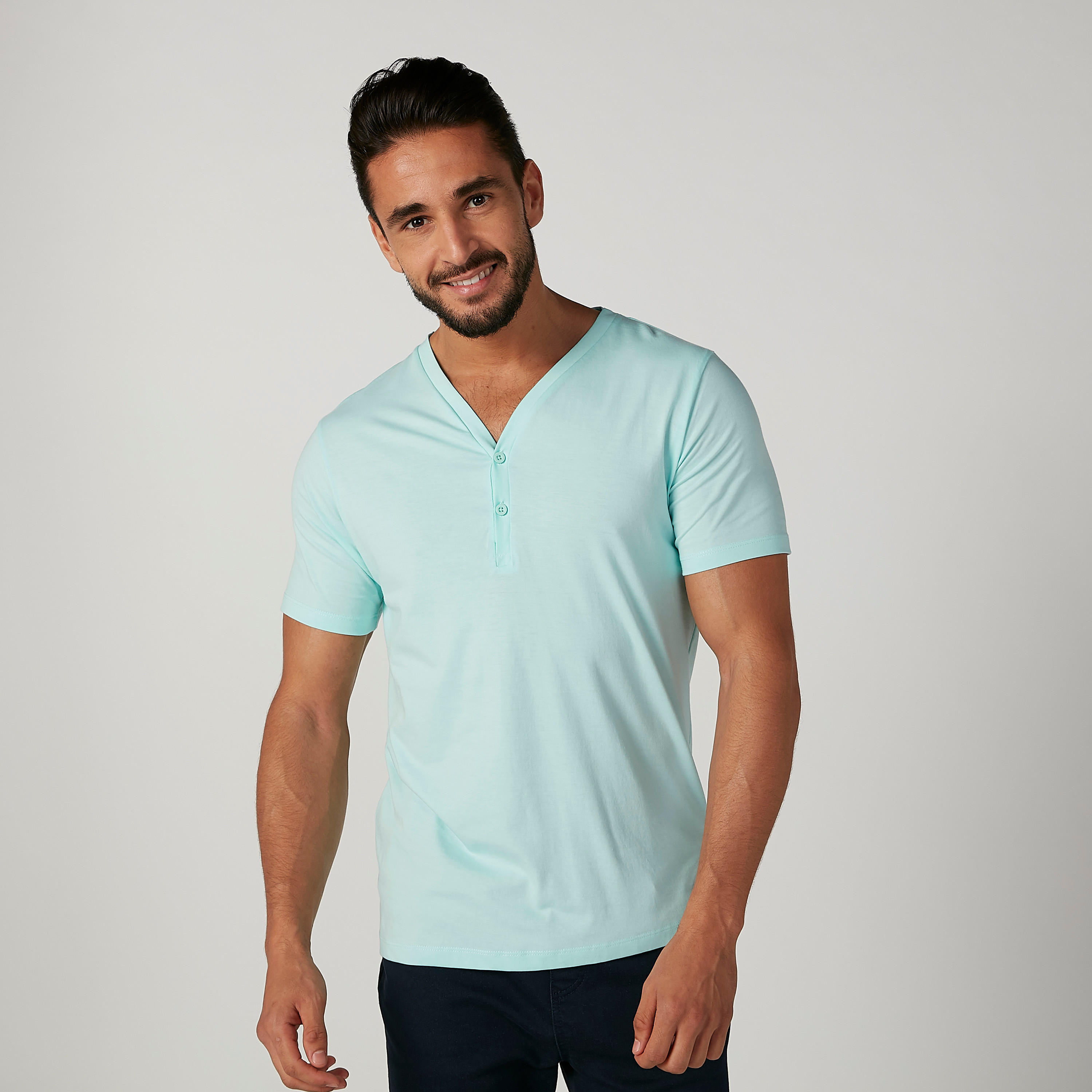 Sustainable Plain T-shirt with V-neck and Short Sleeves-men-clothing-tshirtsandpolos-tshirts-image-1