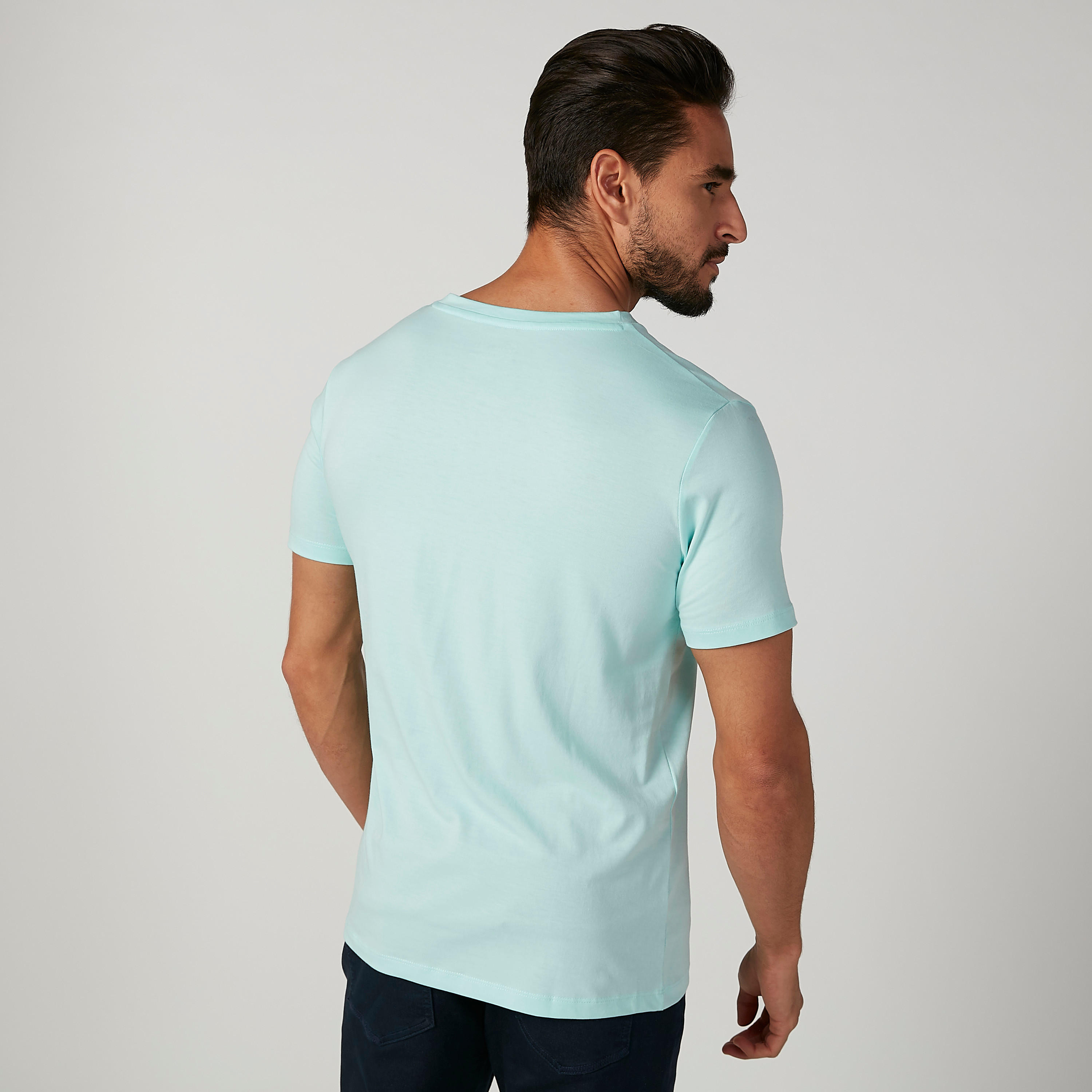 Sustainable Plain T-shirt with V-neck and Short Sleeves-men-clothing-tshirtsandpolos-tshirts-image-2